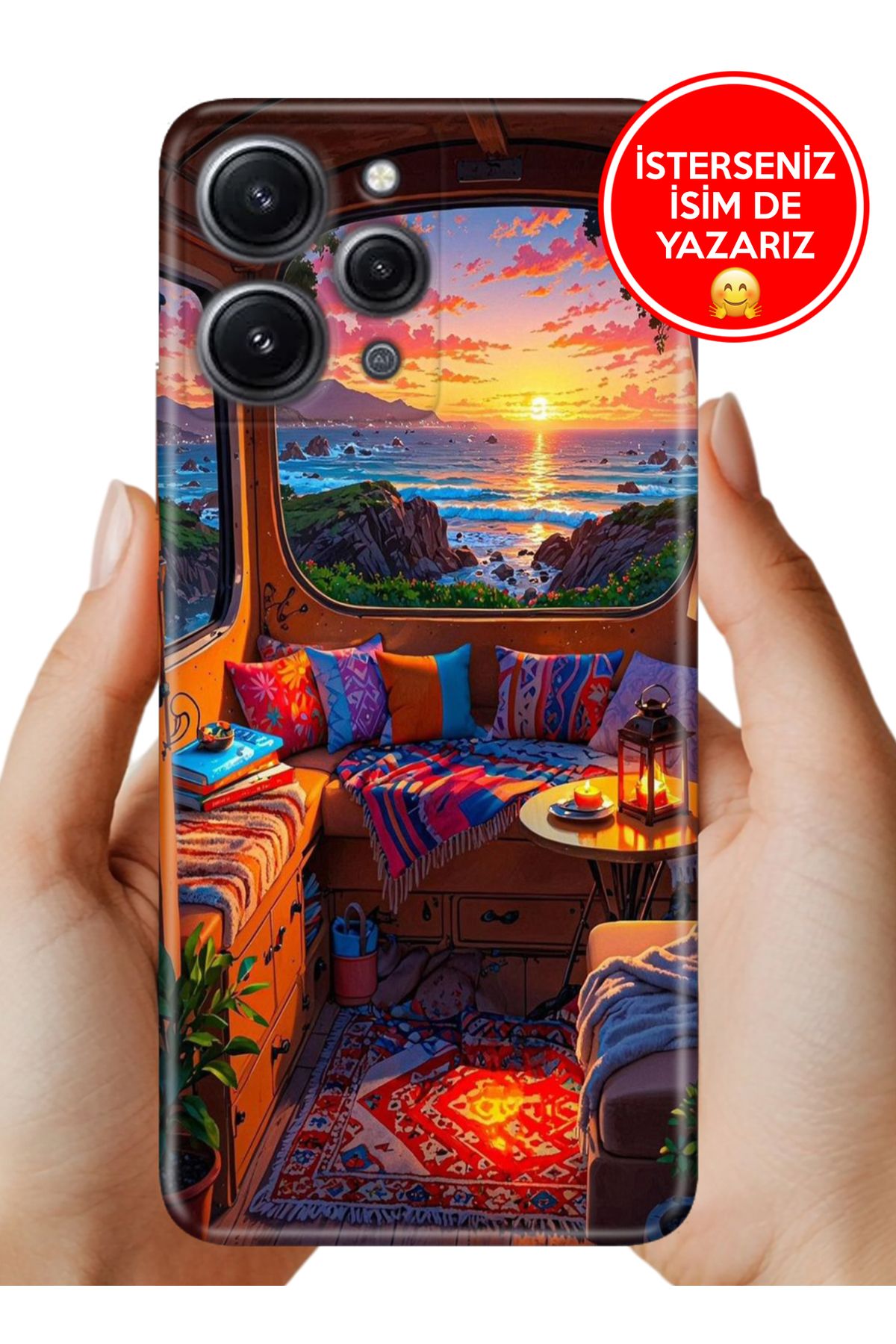 Cekuonline Xiaomi Redmi 12 Kılıf 0.35 mm Resimli Silikon Karavan