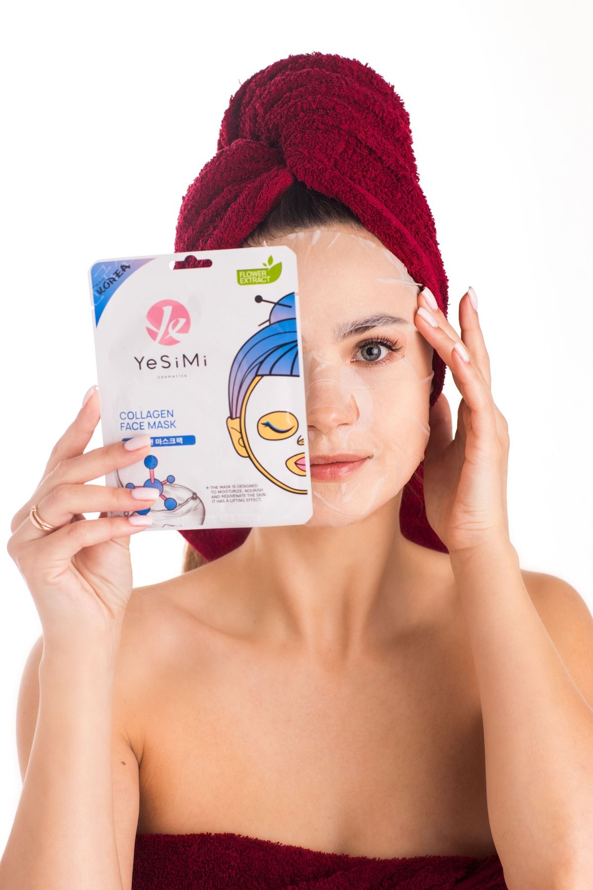 YesiMi Kolajen Yüz Maskesi – Kore'den Gelen Güzellik, Cilt Sıkılaştırıcı, Nemlendirici, Anti-Aging Maske