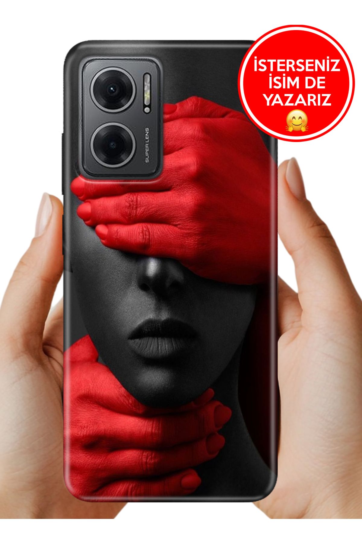 Cekuonline Redmi Note 11E Kılıf Desenli İsimli / İsimsiz Silikon Red Model