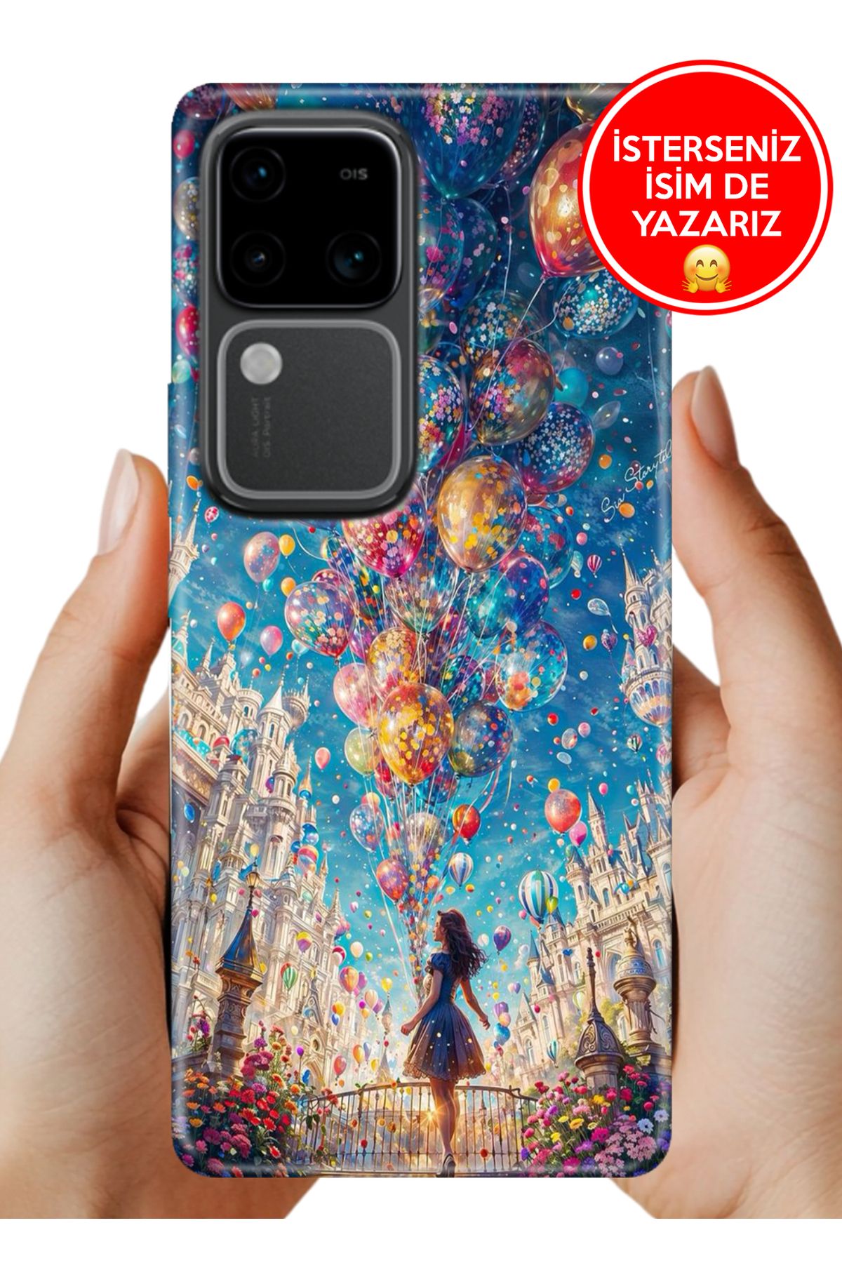 Cekuonline Vivo V30 Kılıf Desenli Baskılı Kamera Korumalı ZRR Silikon Mutlu Kız