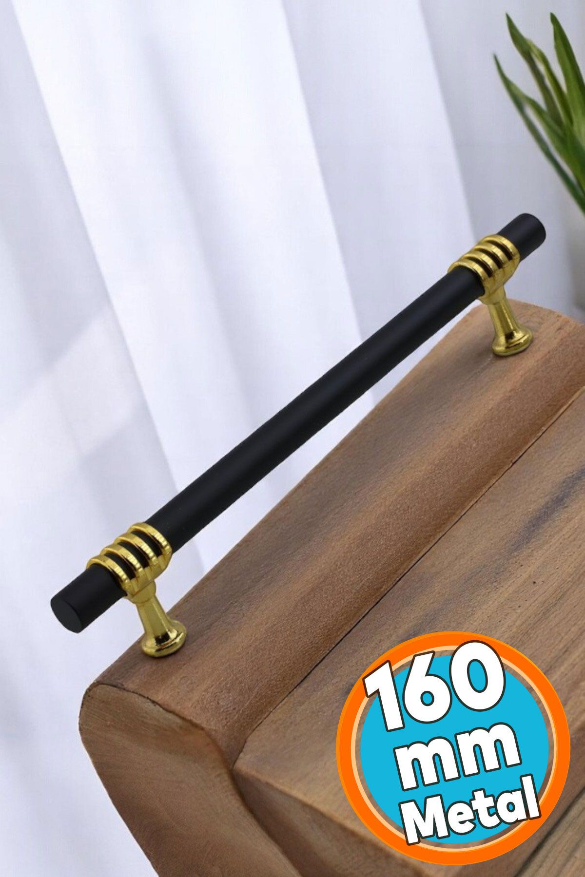 NZB Mobilya Mutfak Dolabı Çekmece Dolap Kulpları Kapak Kulpu Kulbu Siyah Altın 160 mm Metal Kulp 16 Cm