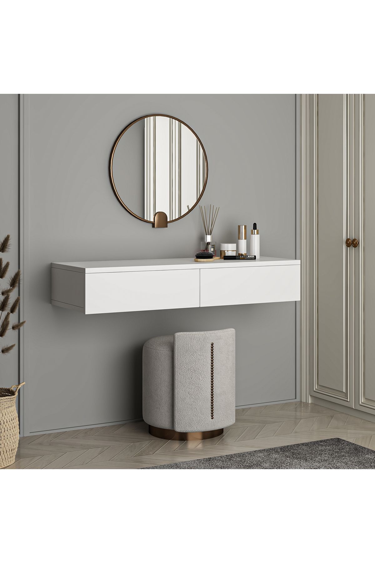 WOODORA DESİNG UNİ Makyaj Masası Dresuar 2 Çekmeceli Beyaz