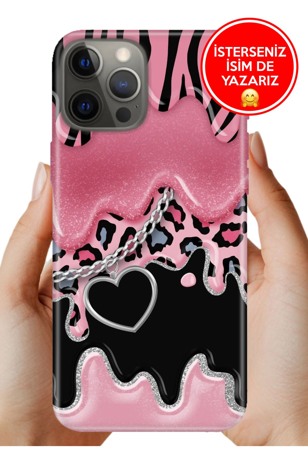 Cekuonline iPhone 12 Pro Max 6.7 5G Kılıf Tam Rubber Esnek Silikon Full Koruma Society Kalp