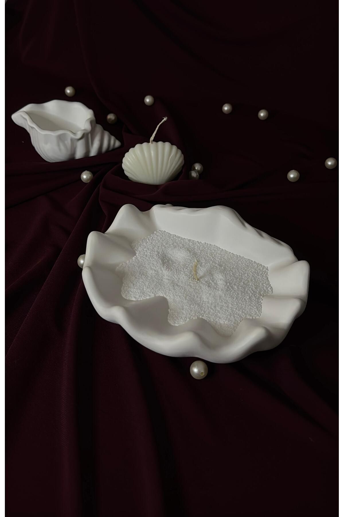 Guse Concept 3'lü Dekoratif İstiridye Set (İnci Mum Dahil)