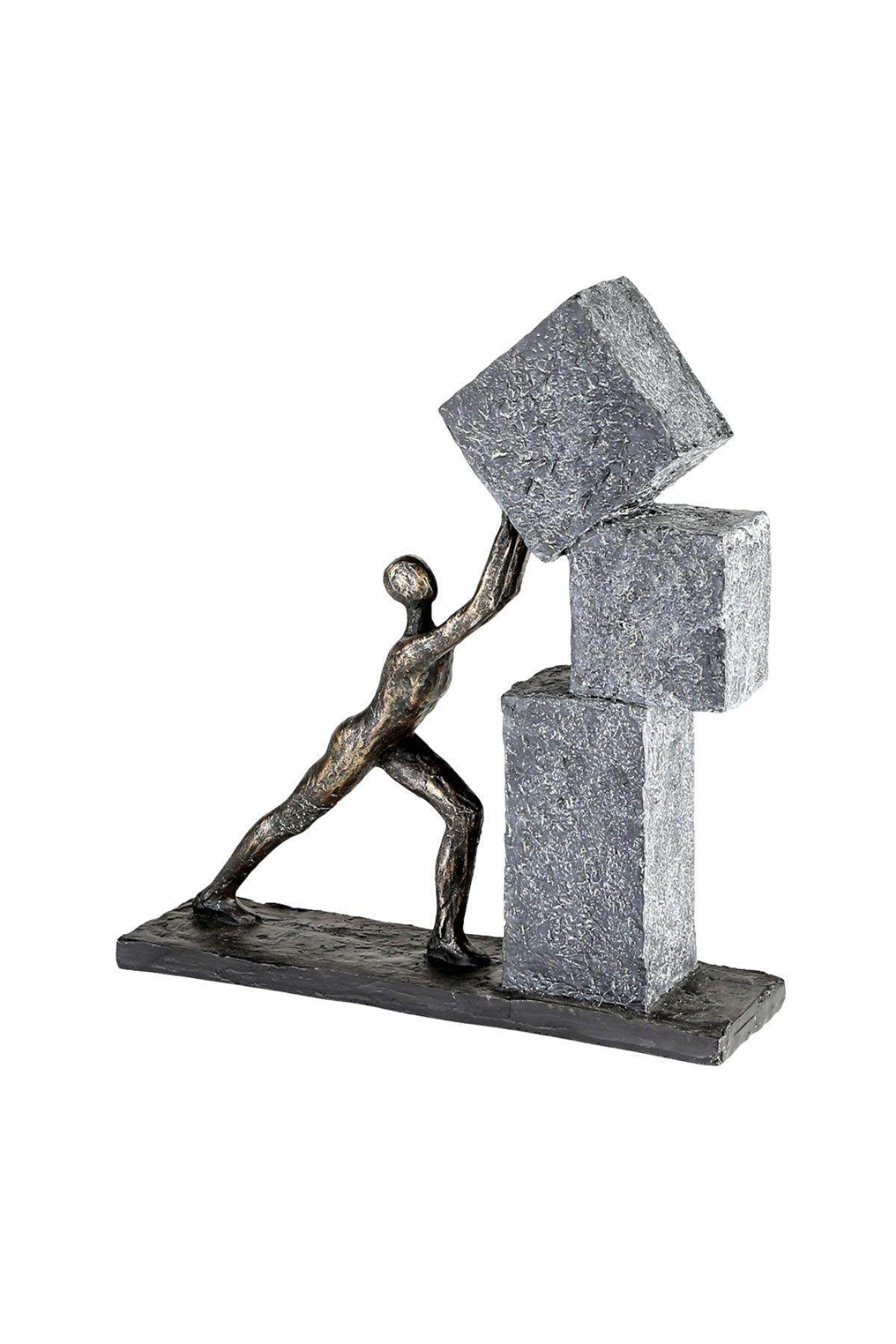 Gilde Gılde Heykel İnsan Motifi Sentetik Reçine Gri Bronz Renkli L.7 Cm W.28 Cm H.31 Cm