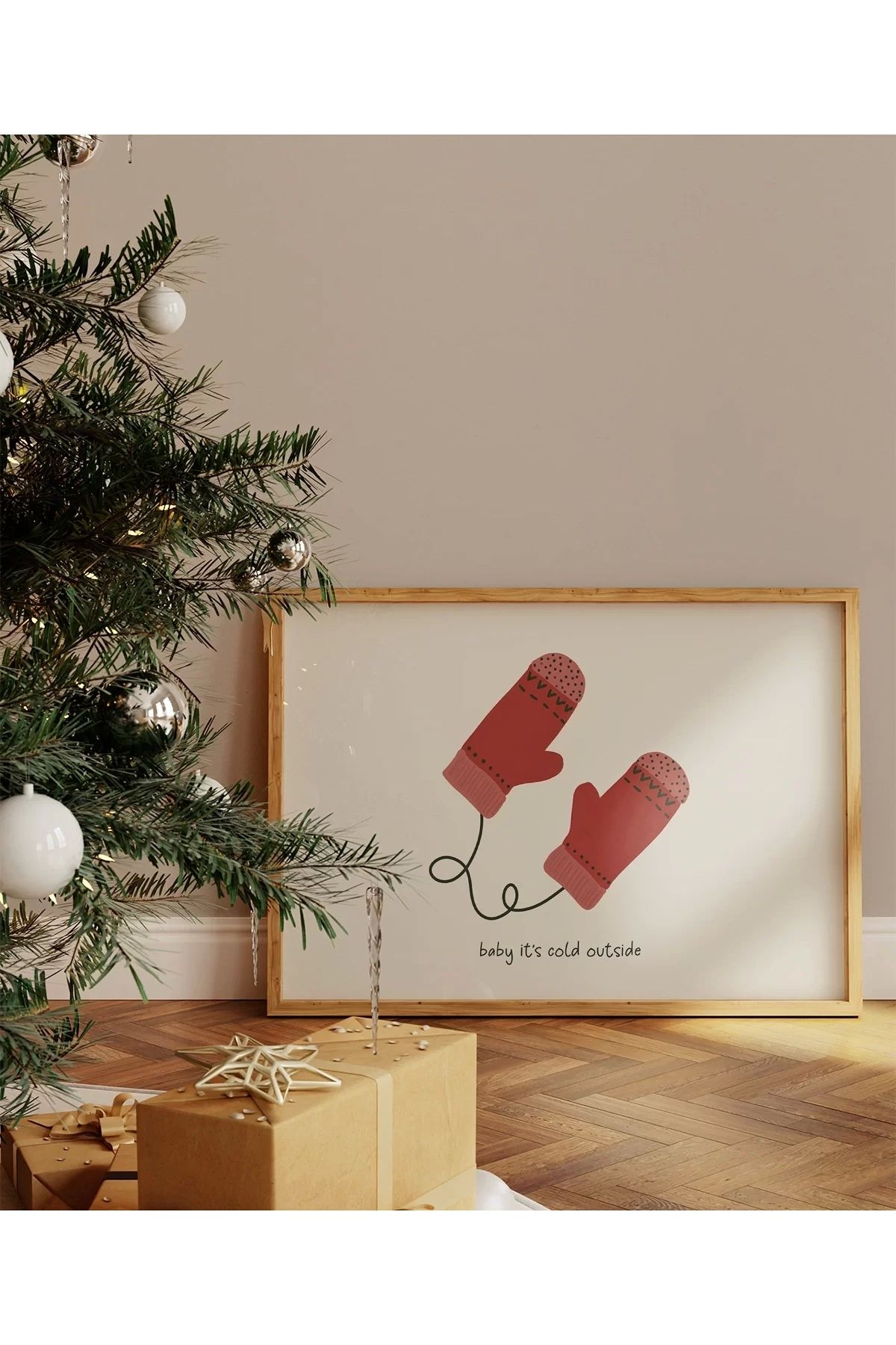 VOGLOO Çerçevesiz Poster Baby It's Cold Outside Çerçeveli