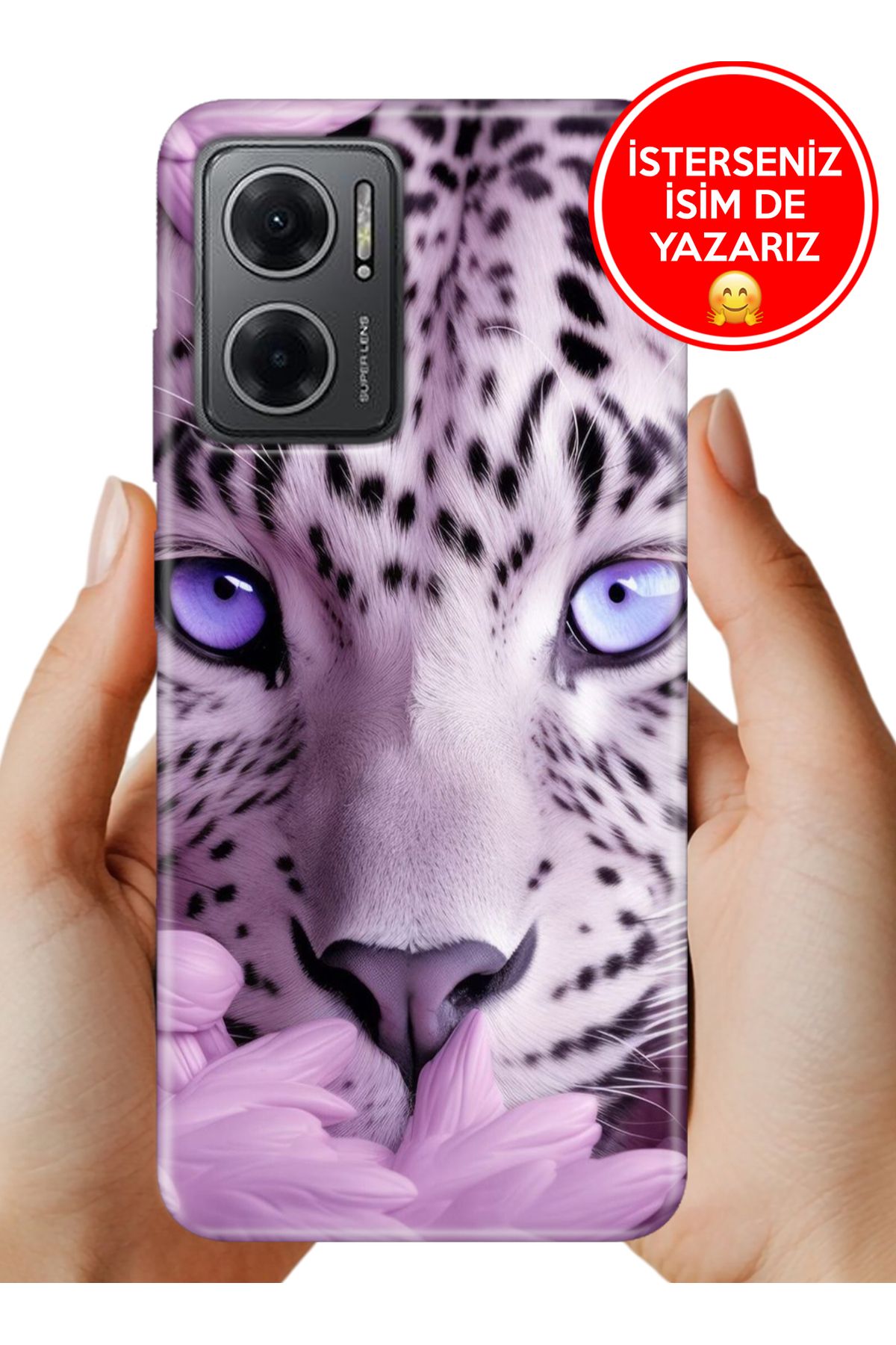 Cekuonline Redmi Note 11E Kılıf Cekuform Desenli Art Silikon Beyaz Kaplan