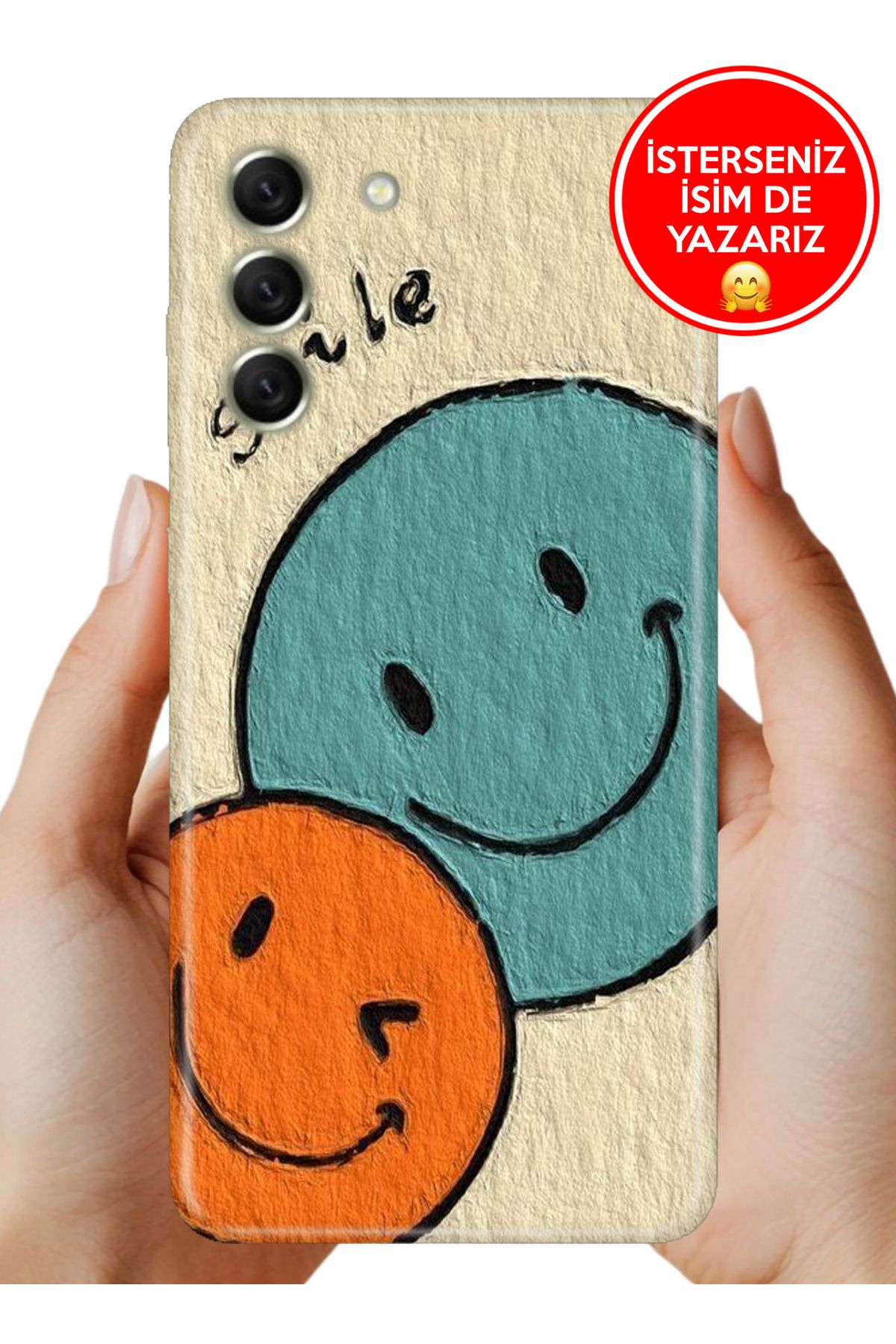 Cekuonline Samsung Galaxy S21 FE Kılıf Tam Rubber Esnek Silikon Full Koruma Smile 06744