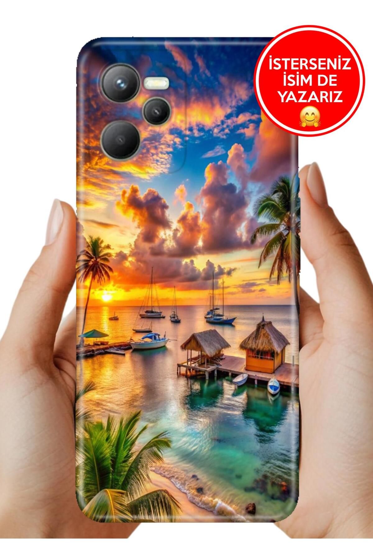 realme C35 Kılıf Cekuform Desenli Art Silikon Beach Summer