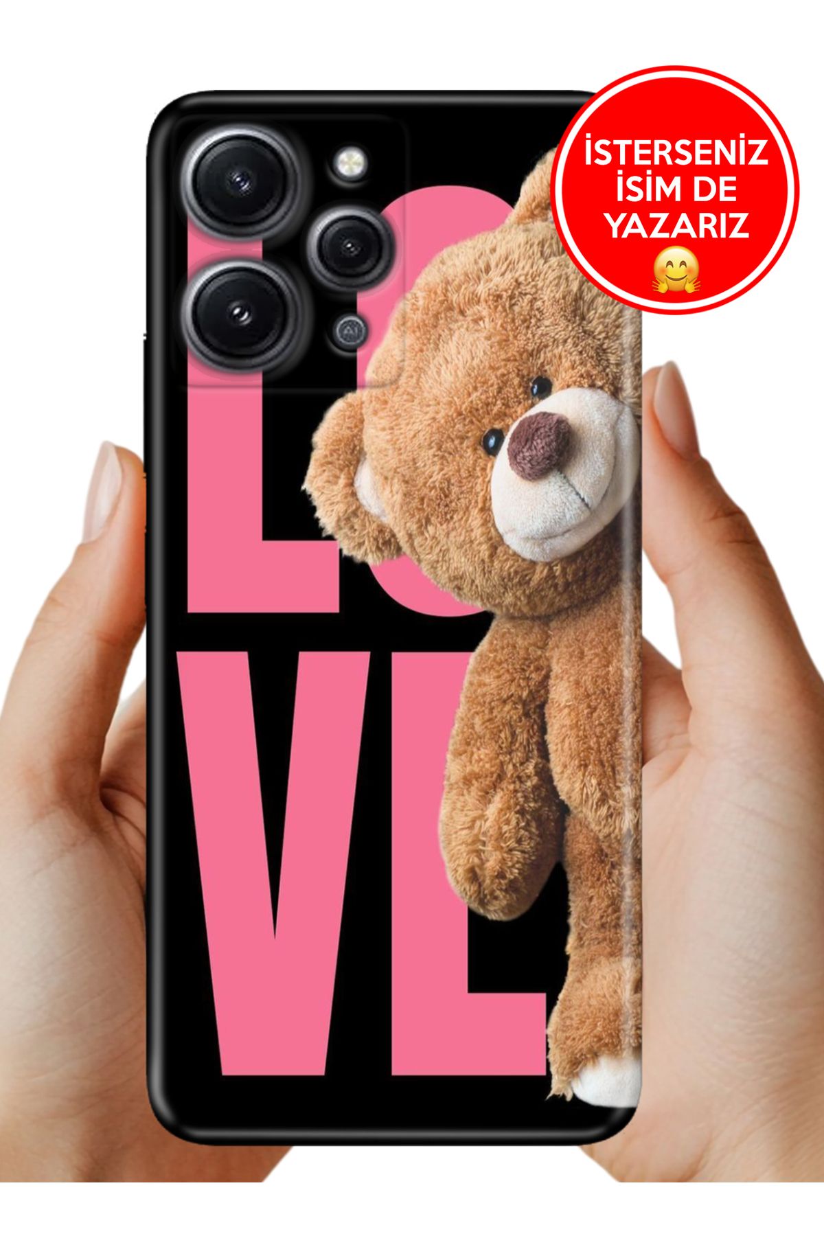 Cekuonline Xiaomi Redmi 12 Kılıf Desenli Baskılı Kamera Korumalı ZRR Silikon LoveTeddy