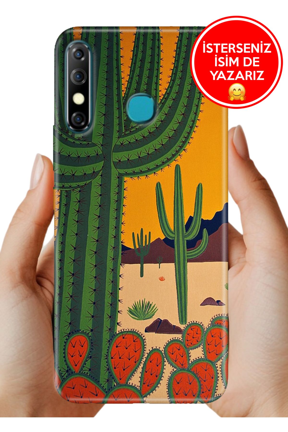 Cekuonline İnfinix Hot 8 Kılıf FullCover Resimli Desenli Silikon Çöl-İklimi