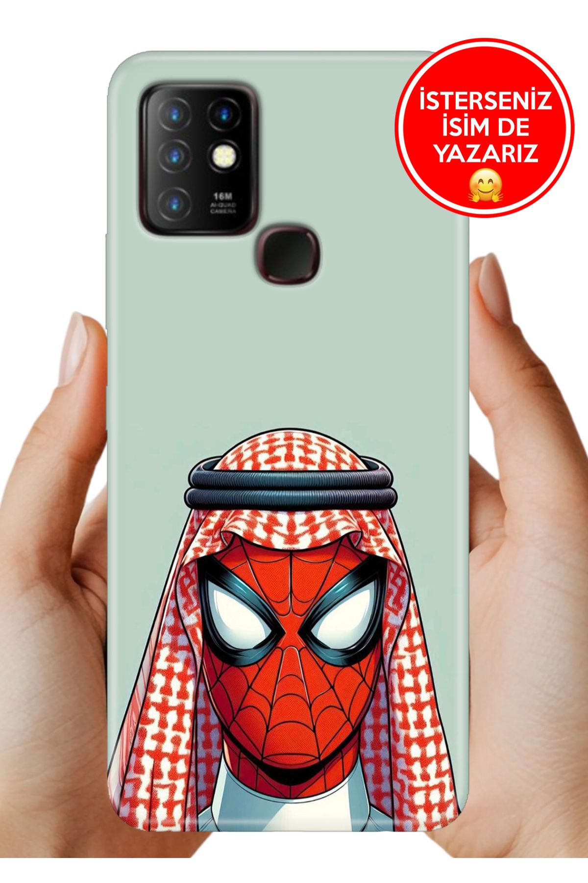 Cekuonline İnfinix Hot 10 Kılıf UvBaskı Özel-Tasarım Silikon Arabic Spider