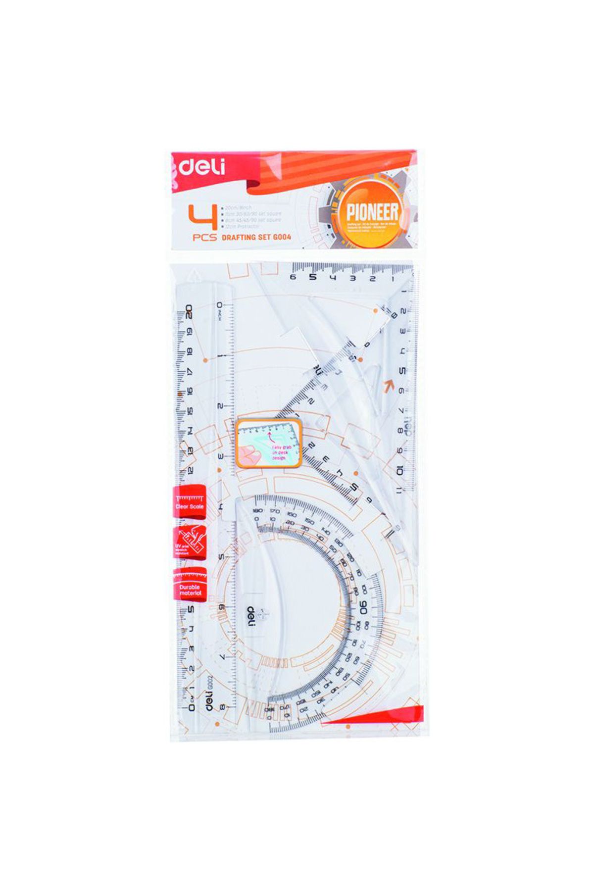 Deli Set Geometrie 4 Piese Transparent Eg00412 Deli - One Size