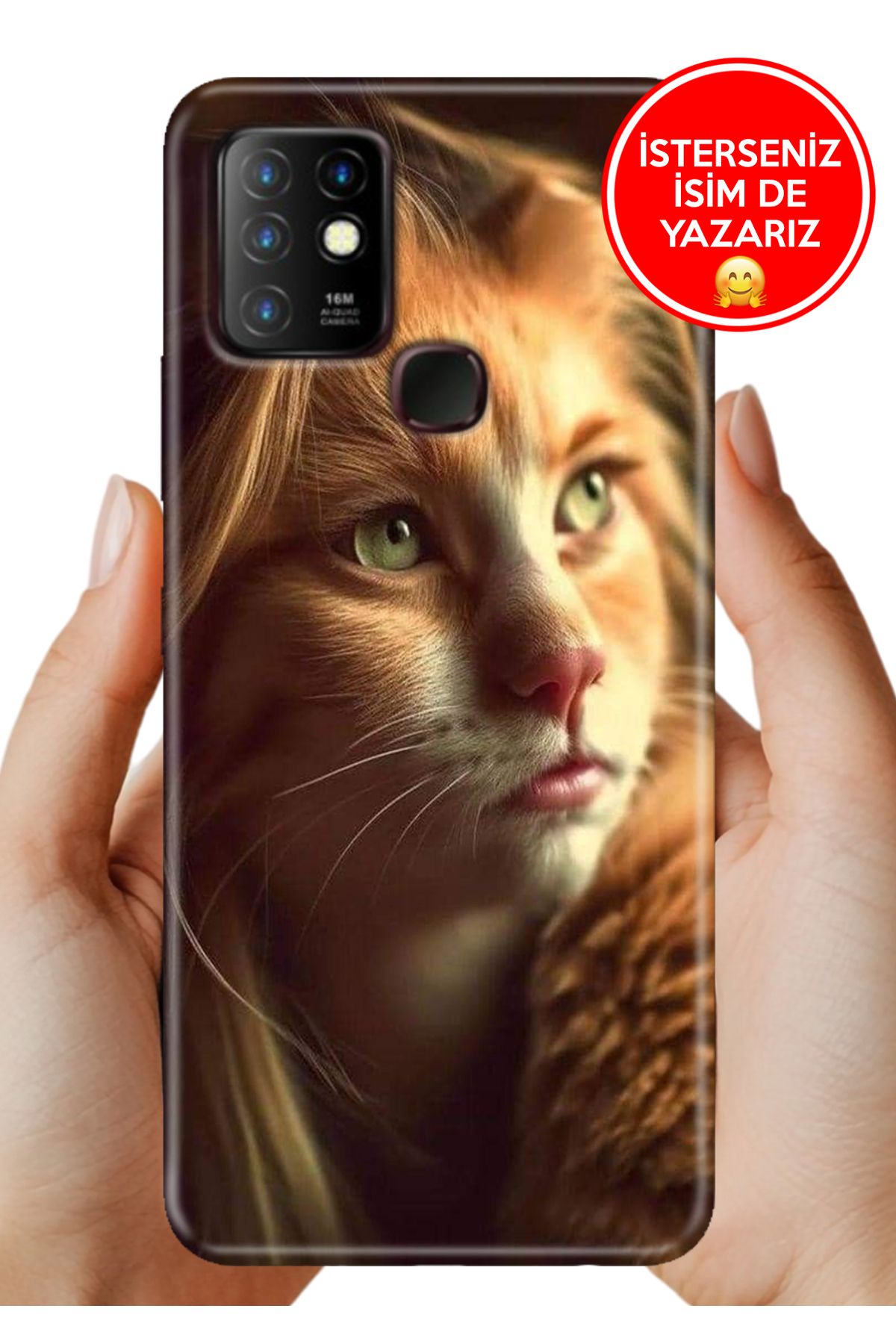 Cekuonline İnfinix Hot 10 Kılıf 0.35 mm Resimli Silikon Kedi Kadın