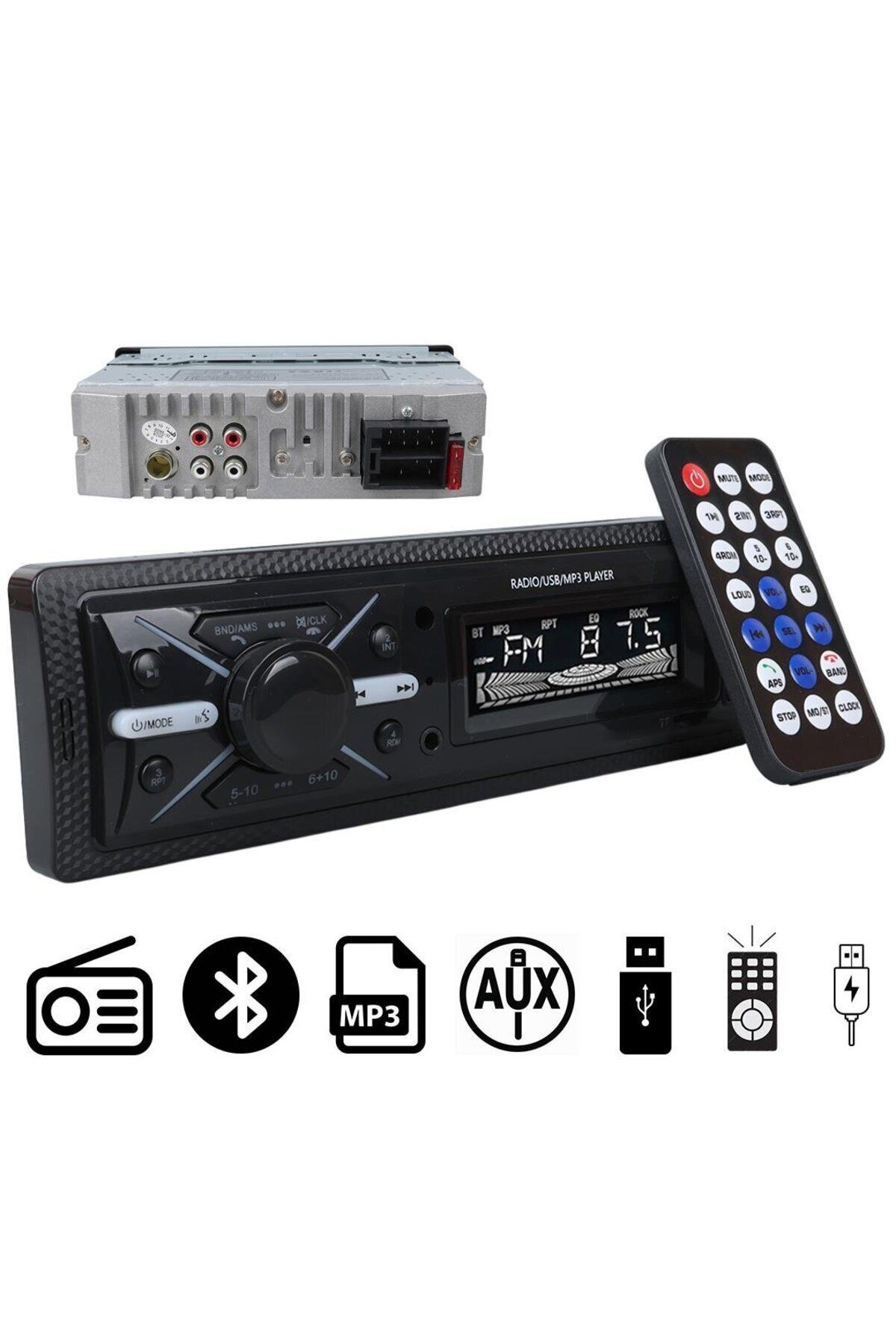 Universal Multifunction 4x50W Bt 2xUsb 7Renk Ambians Aydınlatmalı Oto Teyp