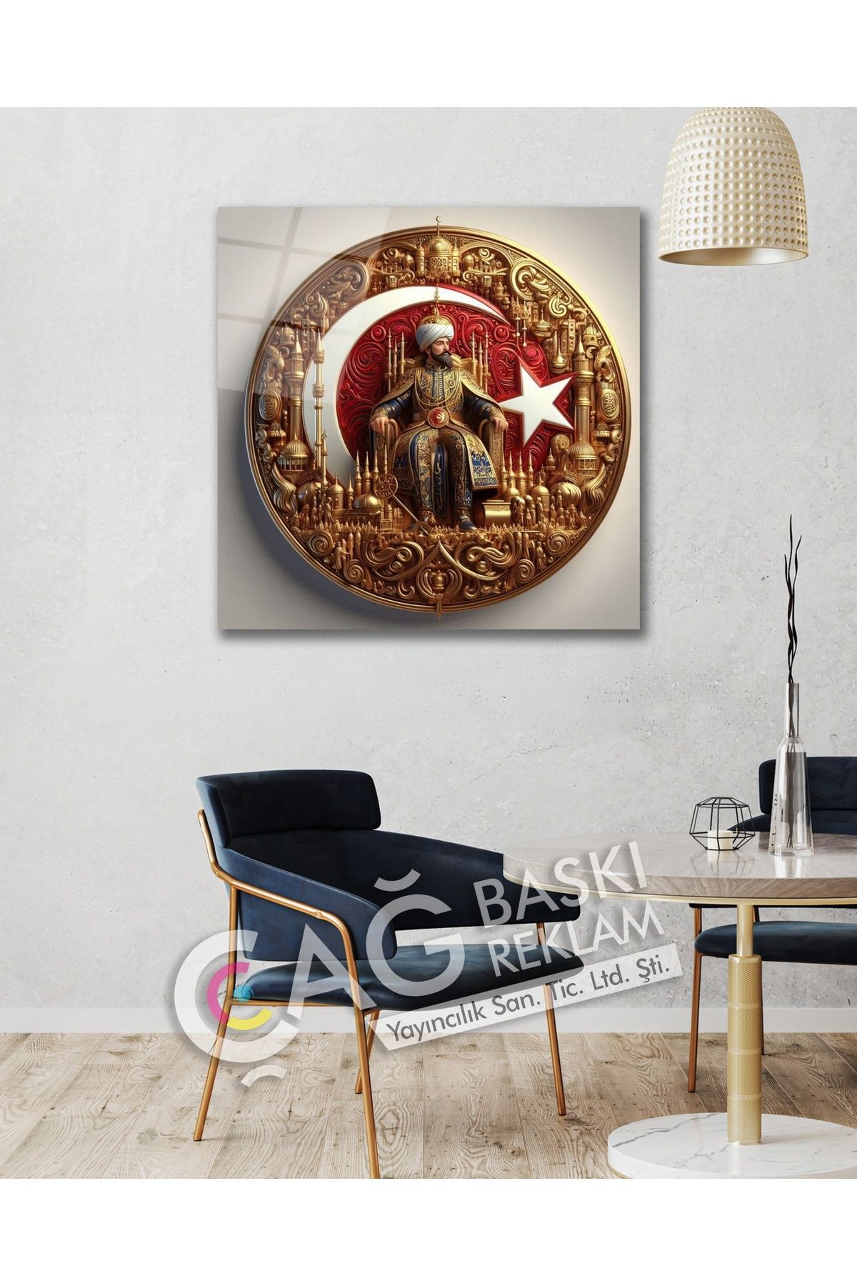 Çağ Baskı Osmanlı İmparatorluk Cam Tablo Modern Ev Ofis Oda Salon Duvar Dekoru Hediyelik
