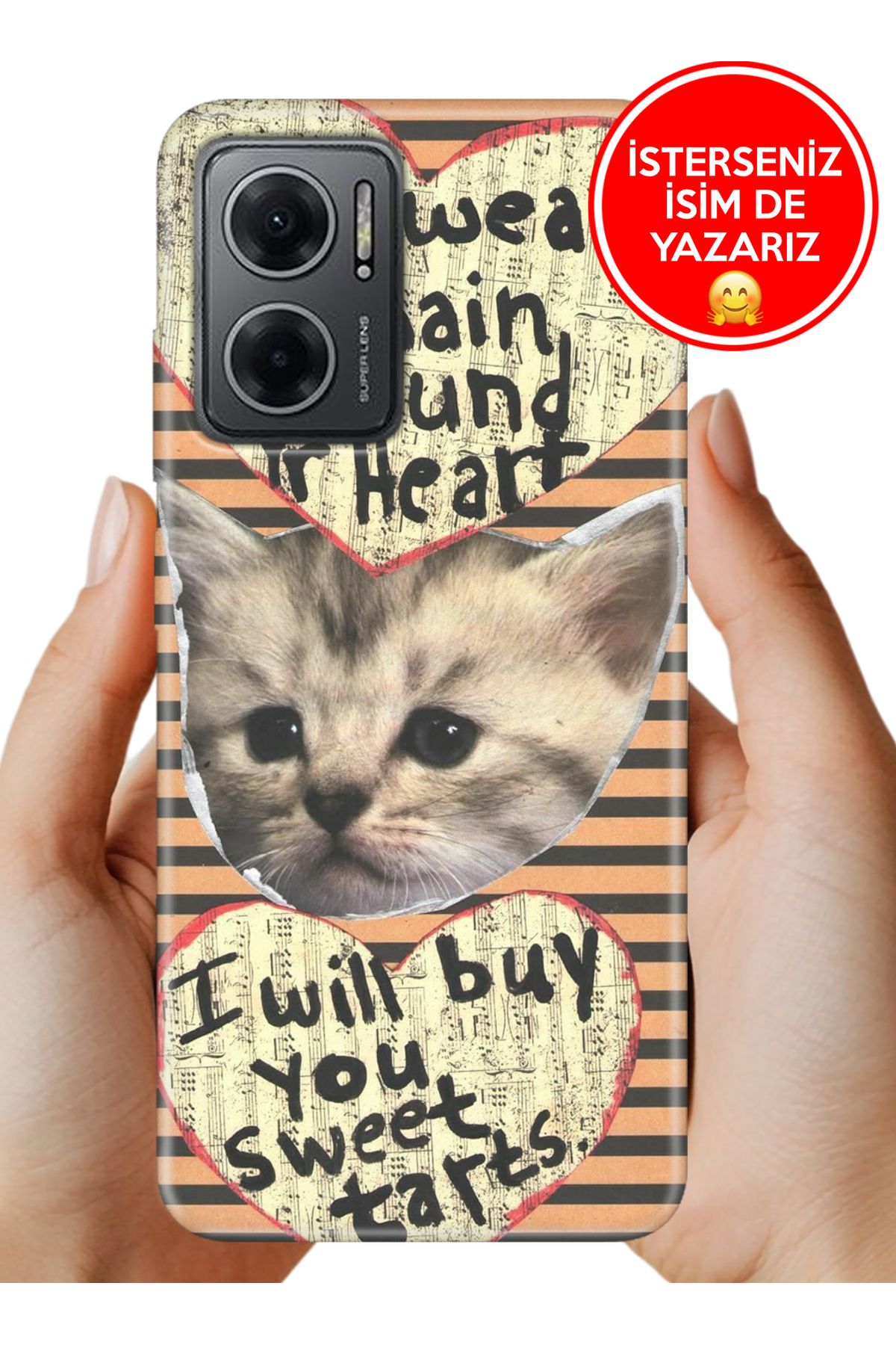Cekuonline Redmi Note 11E Kılıf 0.35 mm Resimli Silikon Kedi Slogan