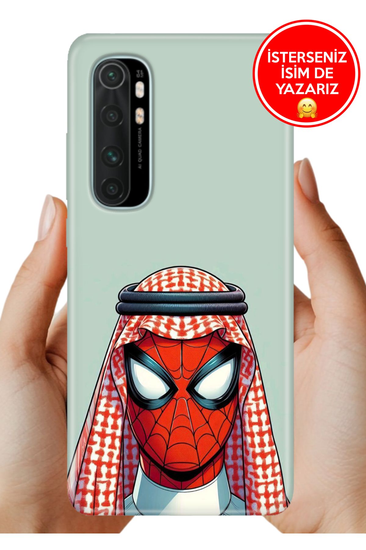 Cekuonline Xiaomi Mi Note 10 Lite Kılıf UvBaskı Özel-Tasarım Silikon Arabic Spider