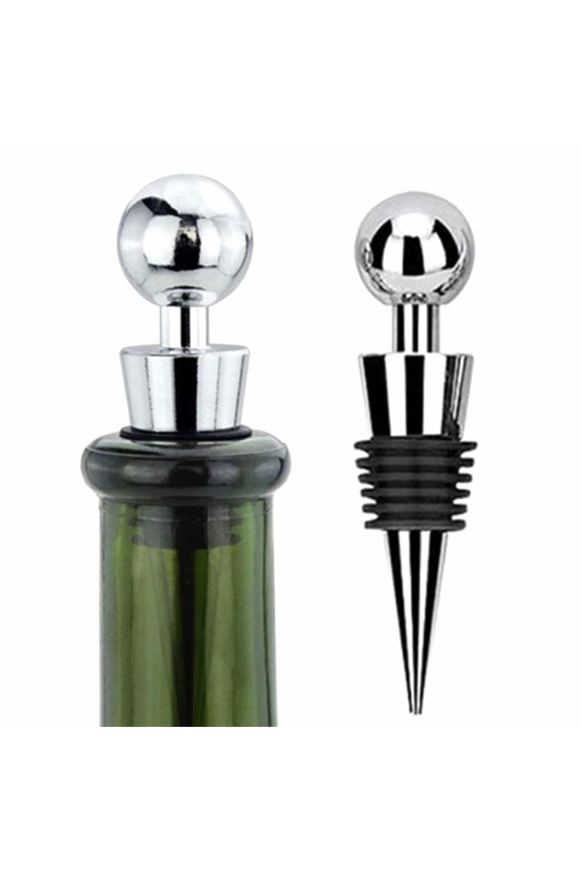 Aptel-Set of 2 wine bottle stoppers, 9 cm, plastic and rubber, silver/black 4