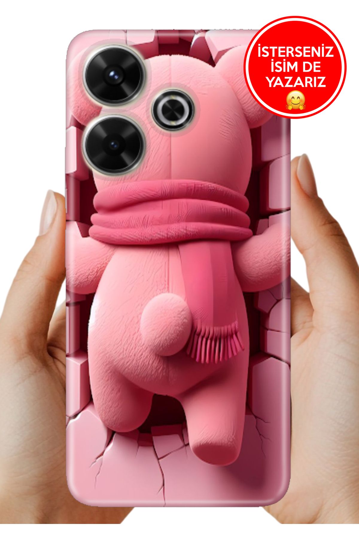 Cekuonline Xiaomi Redmi 13 4G Kılıf Desenli İsimli / İsimsiz Silikon Pink-Bear