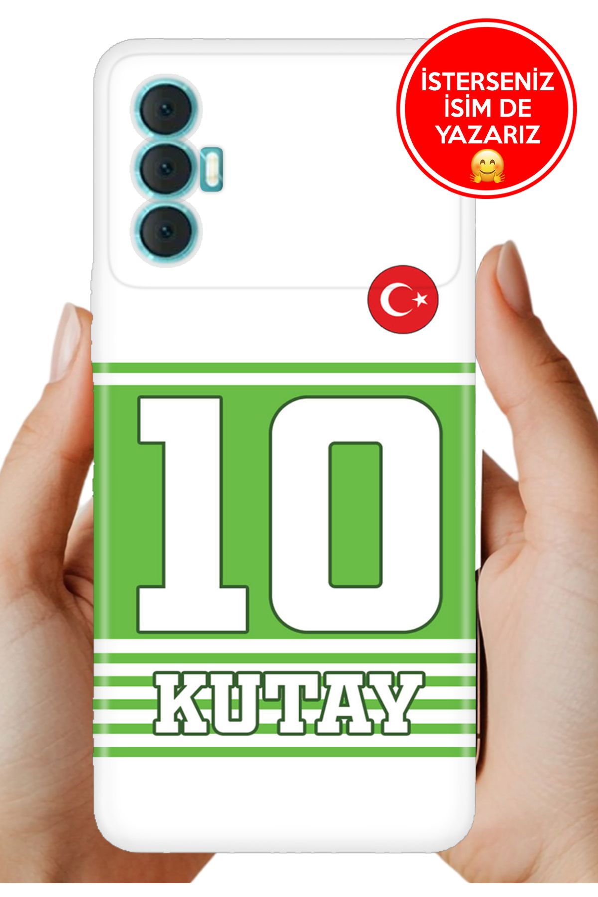 TECNO Spark 8 Pro Kılıf Kişiye Özel İsim Yazılı Forma Tasarım Silikon Yatay Çizgili