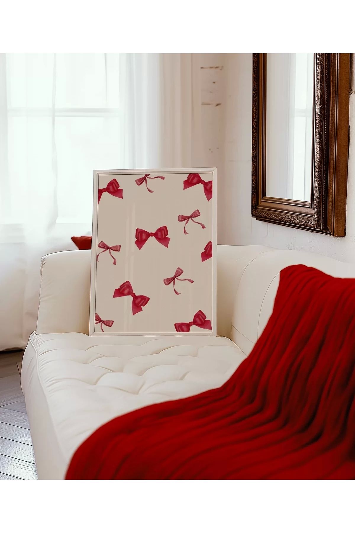 VOGLOO Çerçevesiz Poster Minimalist Noel Kurdeleleri
