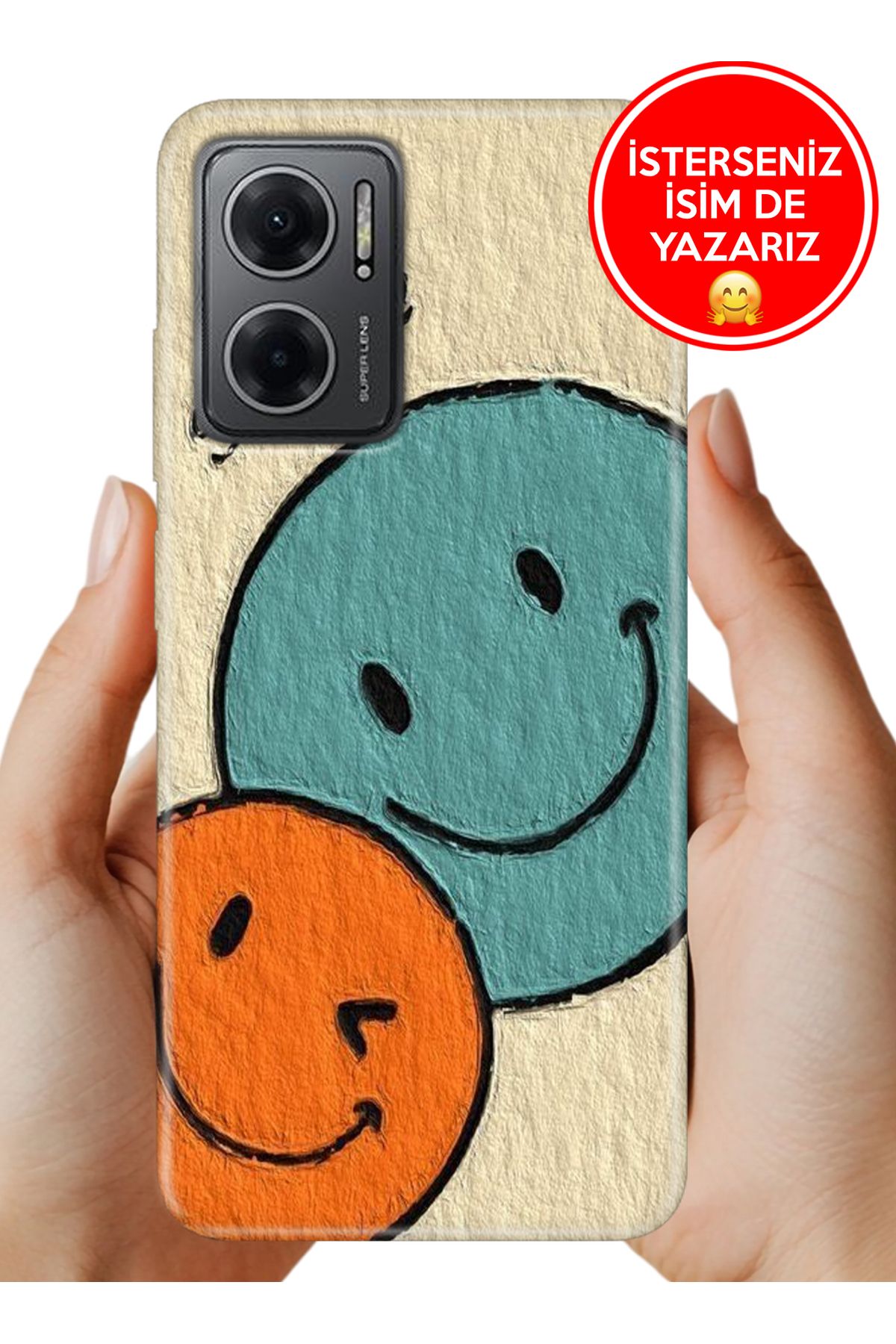 Cekuonline Redmi Note 11E Kılıf Tam Rubber Esnek Silikon Full Koruma Smile 06744
