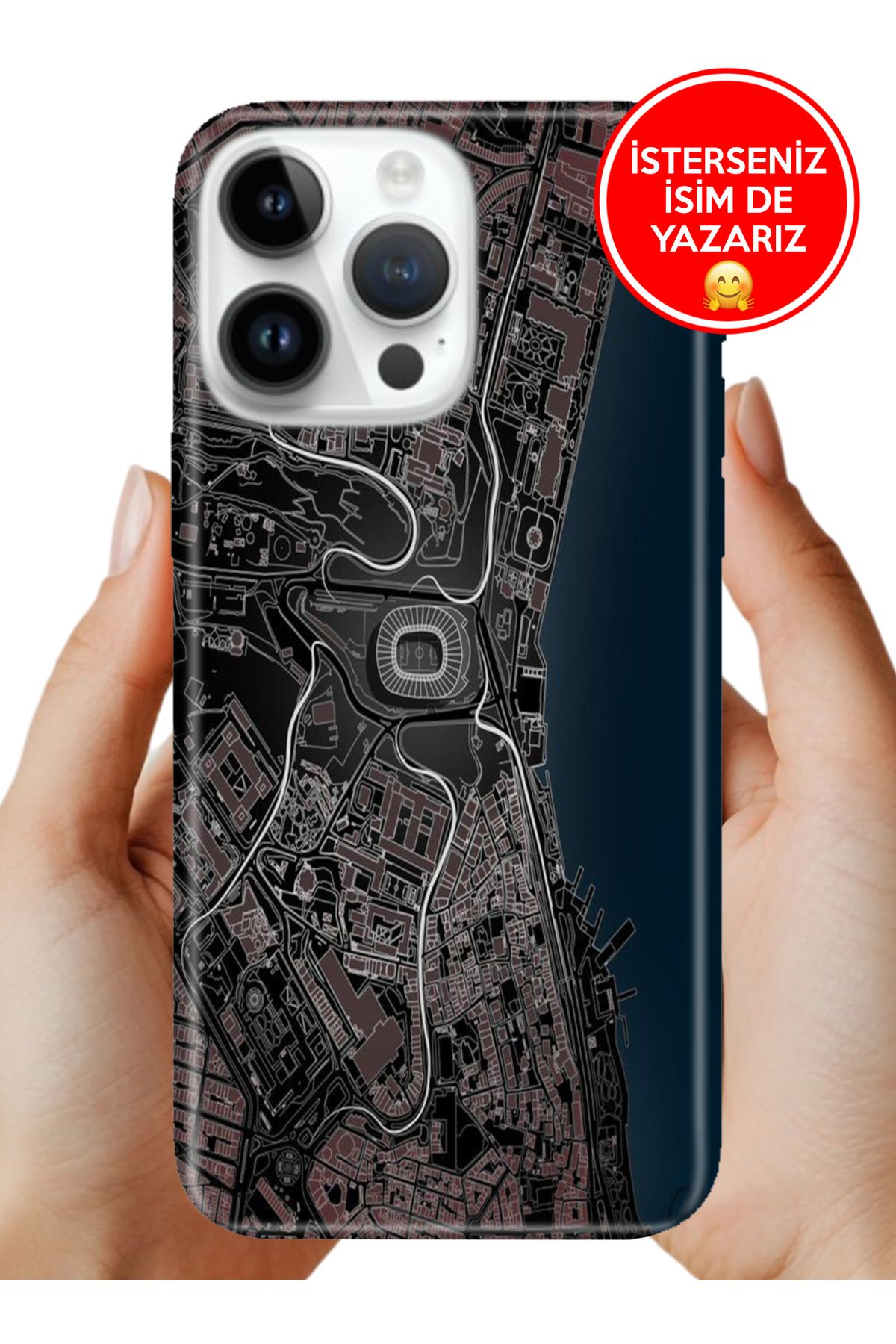 Cekuonline iPhone 16 Pro Kılıf Tam Rubber Esnek Silikon Full Koruma SiyahBeyaz Stadyum