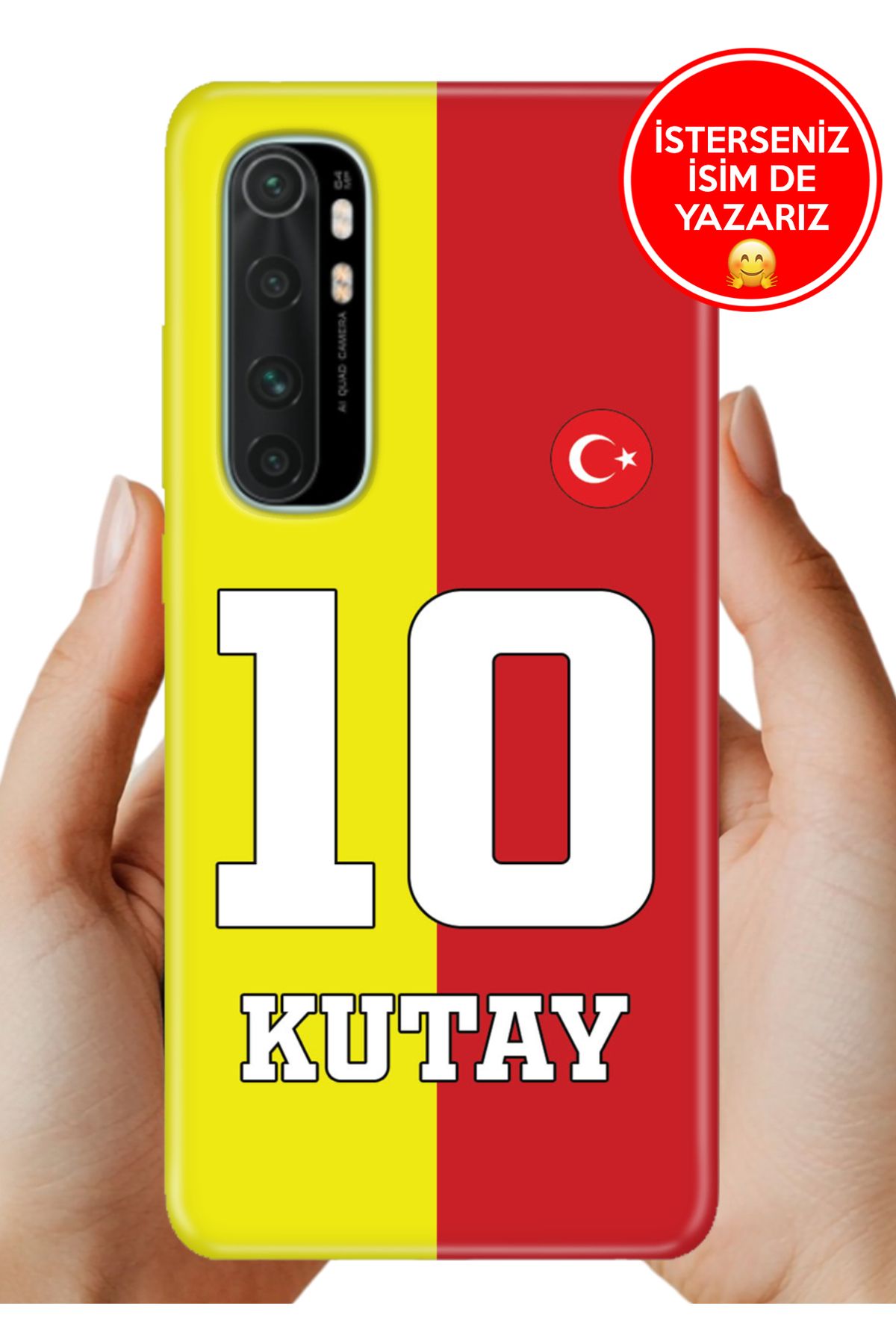 Cekuonline Xiaomi Mi Note 10 Lite Kılıf Kişiye Özel İsim Yazılı Forma Tasarım Silikon Parçalı