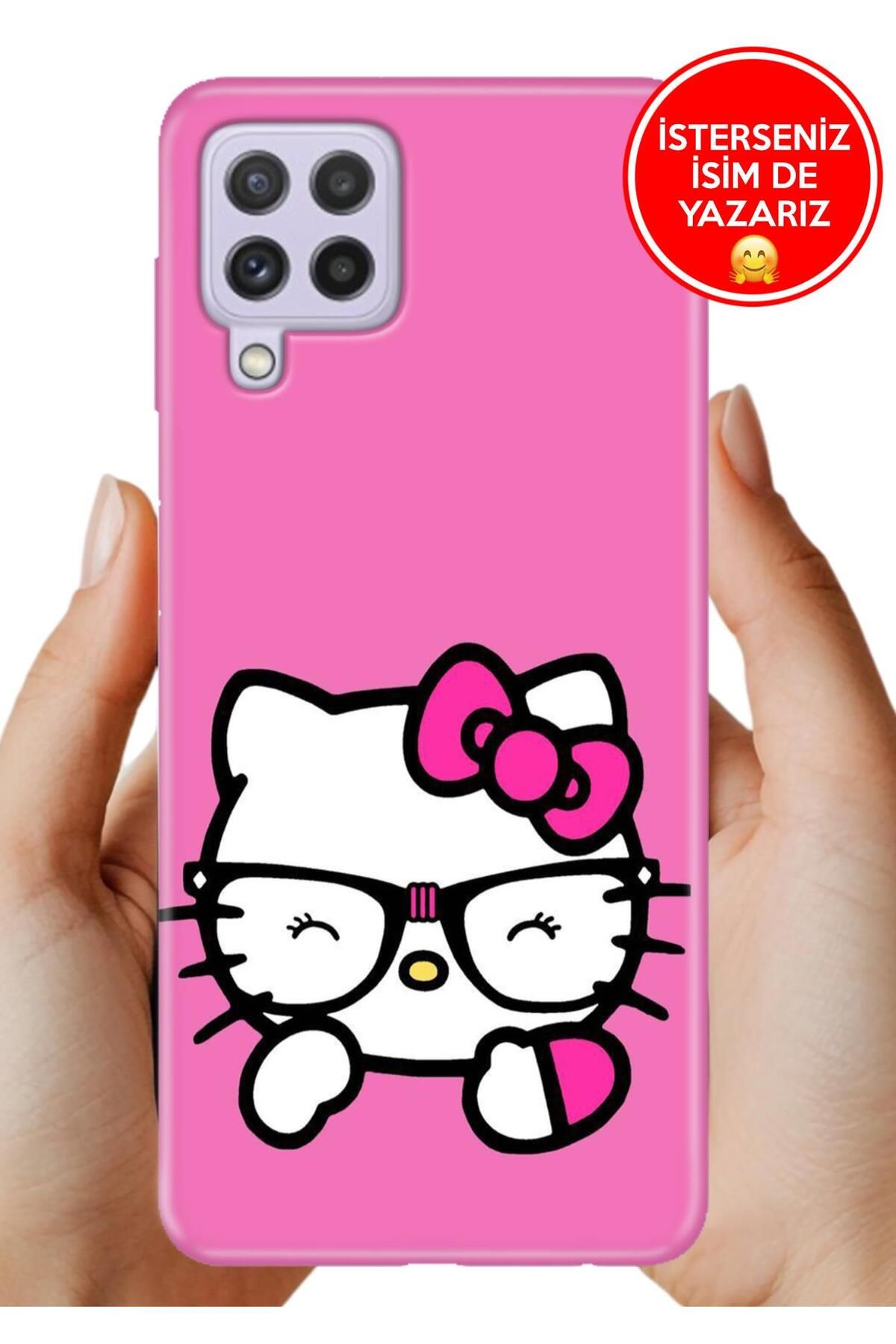 Cekuonline Samsung A22 Kılıf Desenli Baskılı Kamera Korumalı ZRR Silikon KittyGo