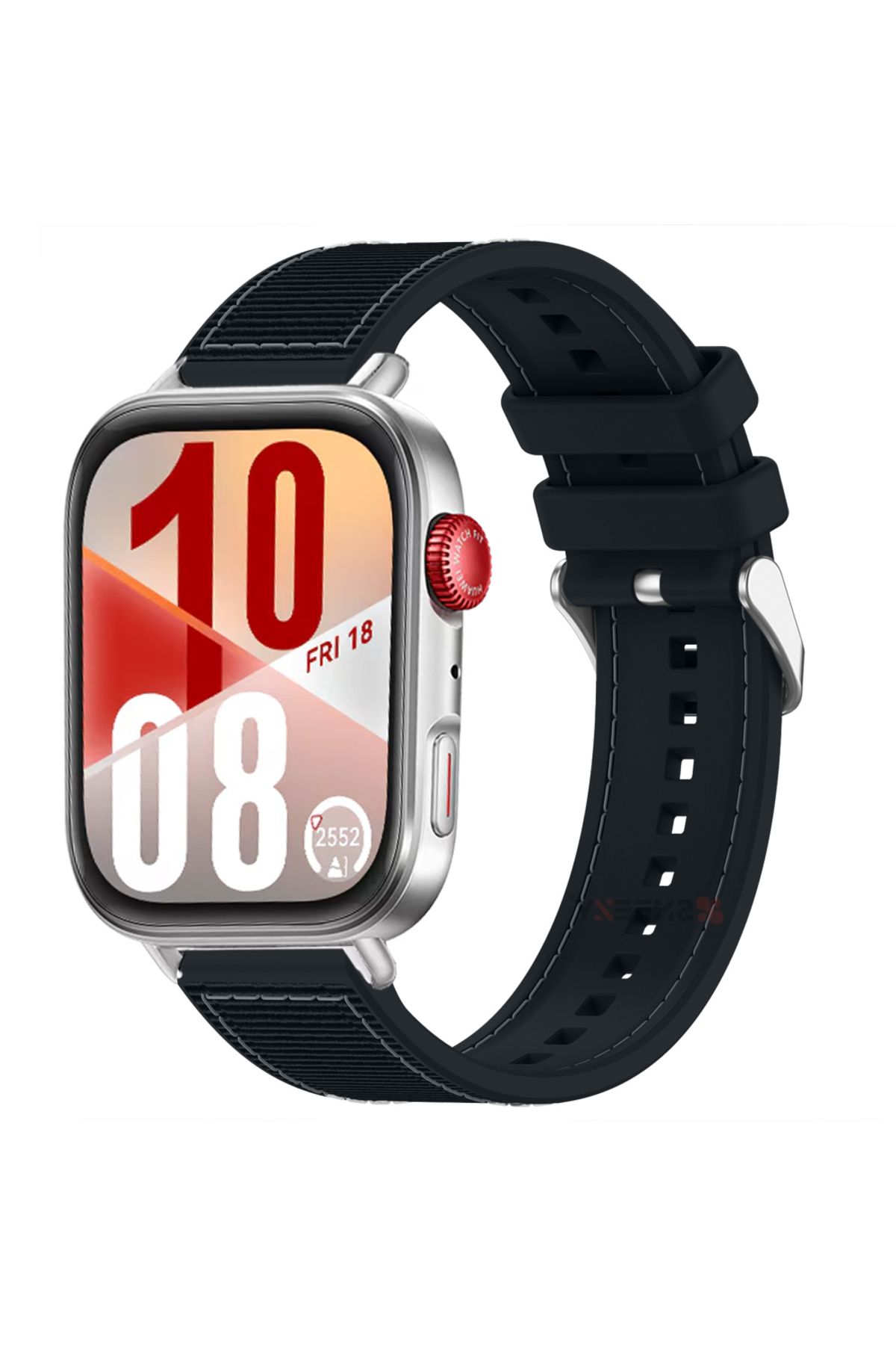 Sneezy Huawei Watch Fit 4 Fit 4 Pro İle Uyumlu Dikiş Desenli Metal Tokalı Dokuma Silikon Kordon