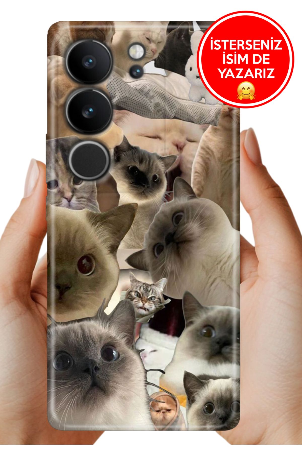 Cekuonline Vivo V29 5G Kılıf 0.35 mm Resimli Silikon Karma Kediler