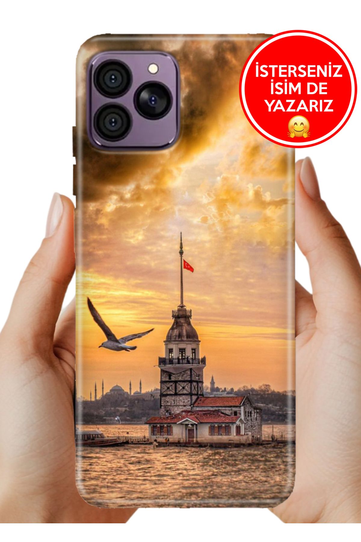 Hikıng A41 Kılıf Kamera Korumalı Full Desen Arka Silikon Kız Kulesinde
