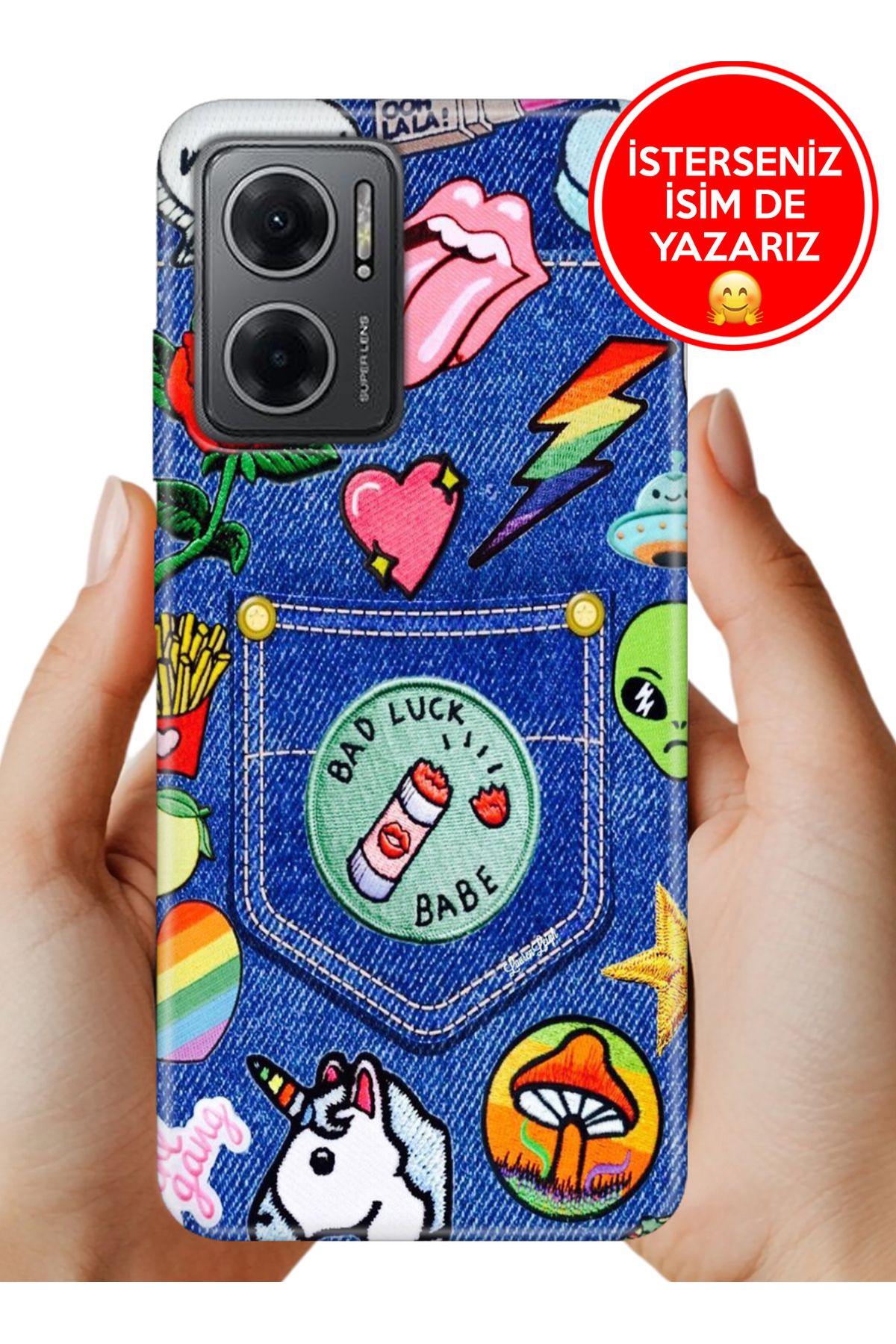 Cekuonline Redmi Note 11E Kılıf Baskılı Life Style Kapak Silikon Badluck