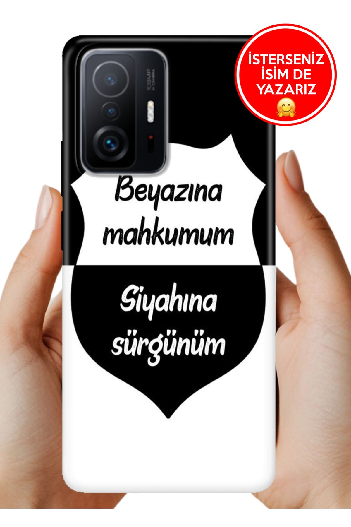 Cekuonline Xiaomi Mi 11T- 11T Pro Kılıf Tam Rubber Esnek Silikon Full Koruma Siyah Beyaz Aşkım
