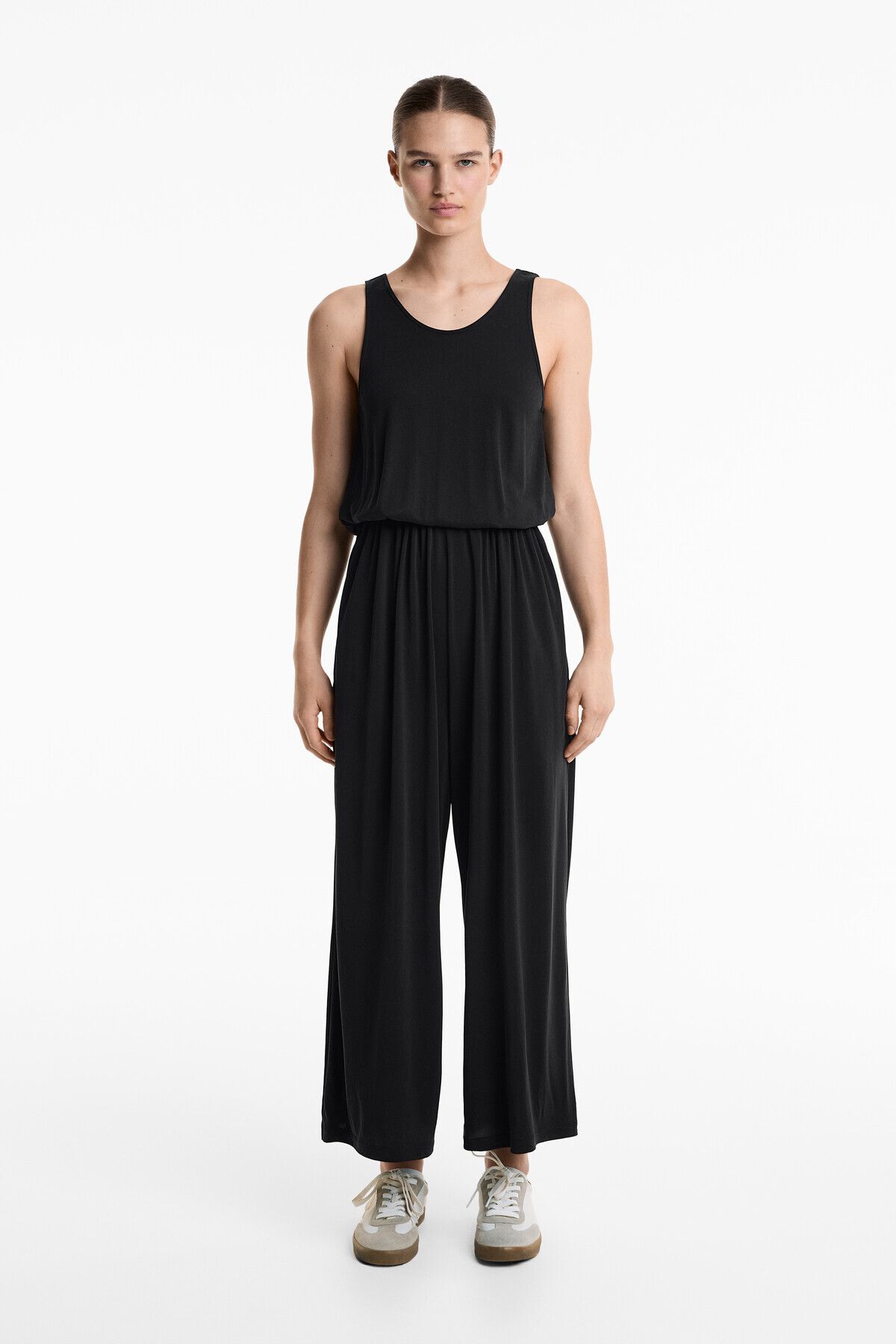 Oysho-Floaty crossover back midi jumpsuit with modal 1