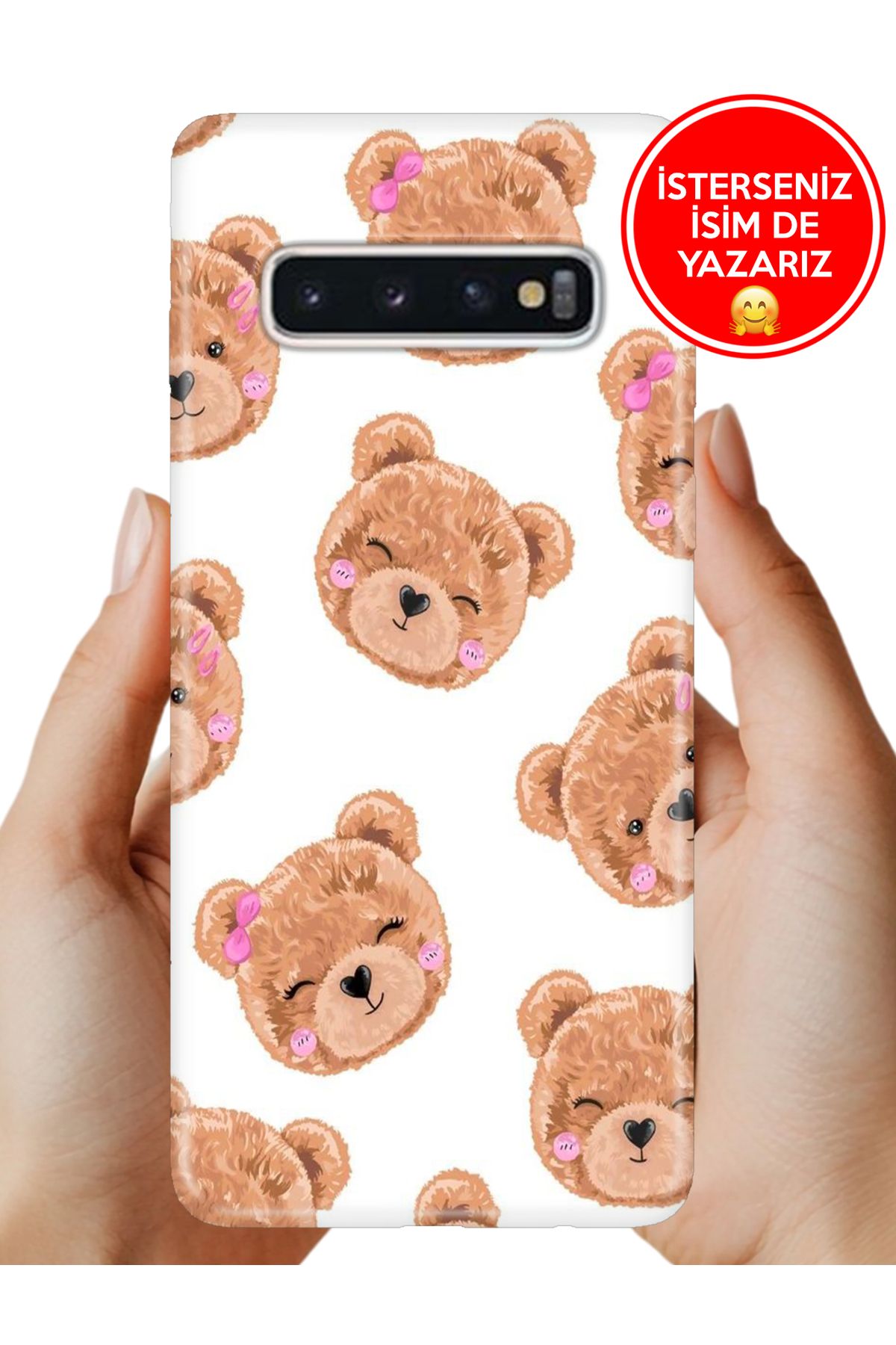 Cekuonline Samsung Galaxy S10+ Plus Kılıf Kamera Koruma Vip-Seri Esnek Silikon Minnoş Ayıcık