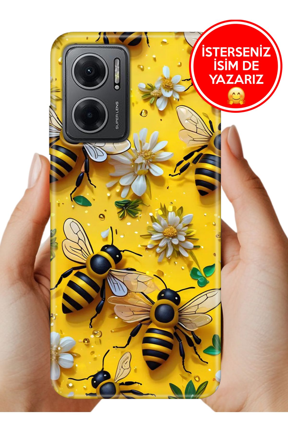 Cekuonline Redmi Note 11E Kılıf UvBaskı Özel-Tasarım Silikon Arıların Dansı