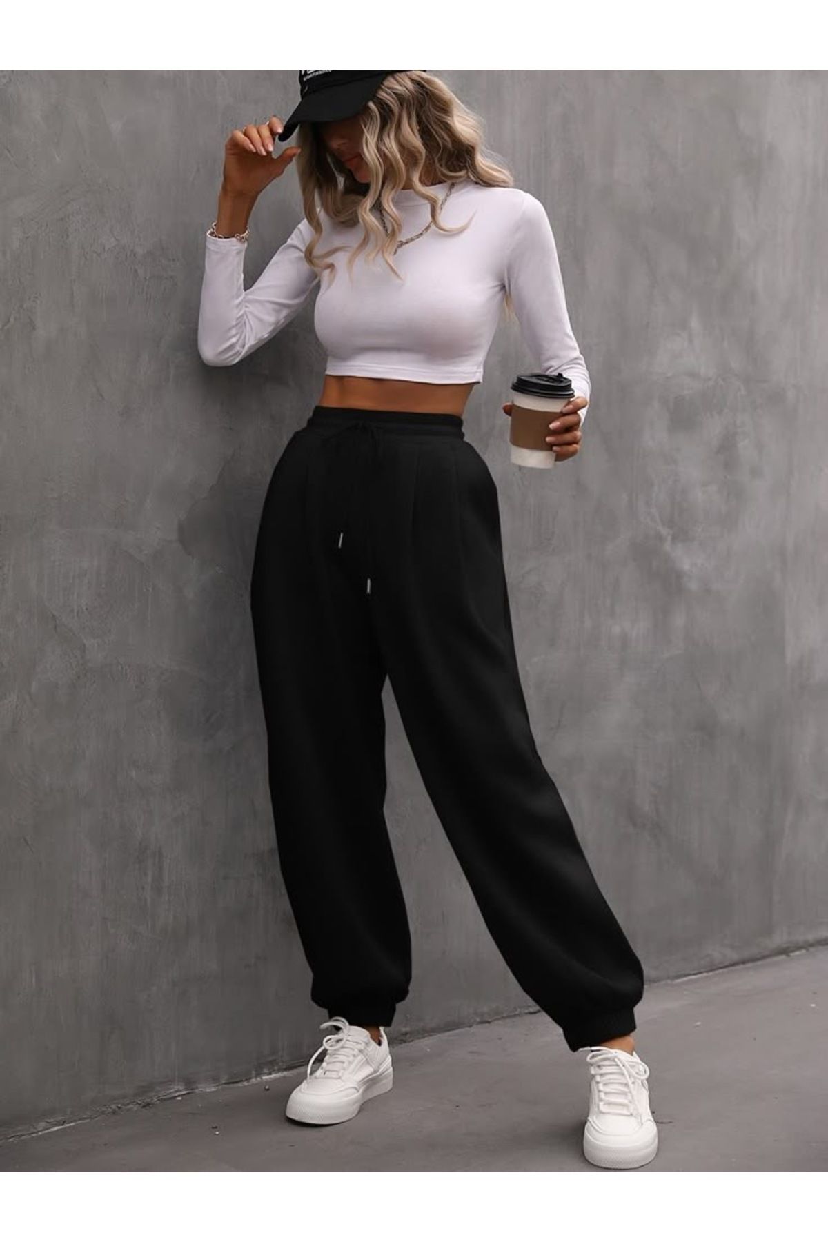 UYN SPORT Jogger Paça Siyah Pamuk Polyester Eşofman Altı
