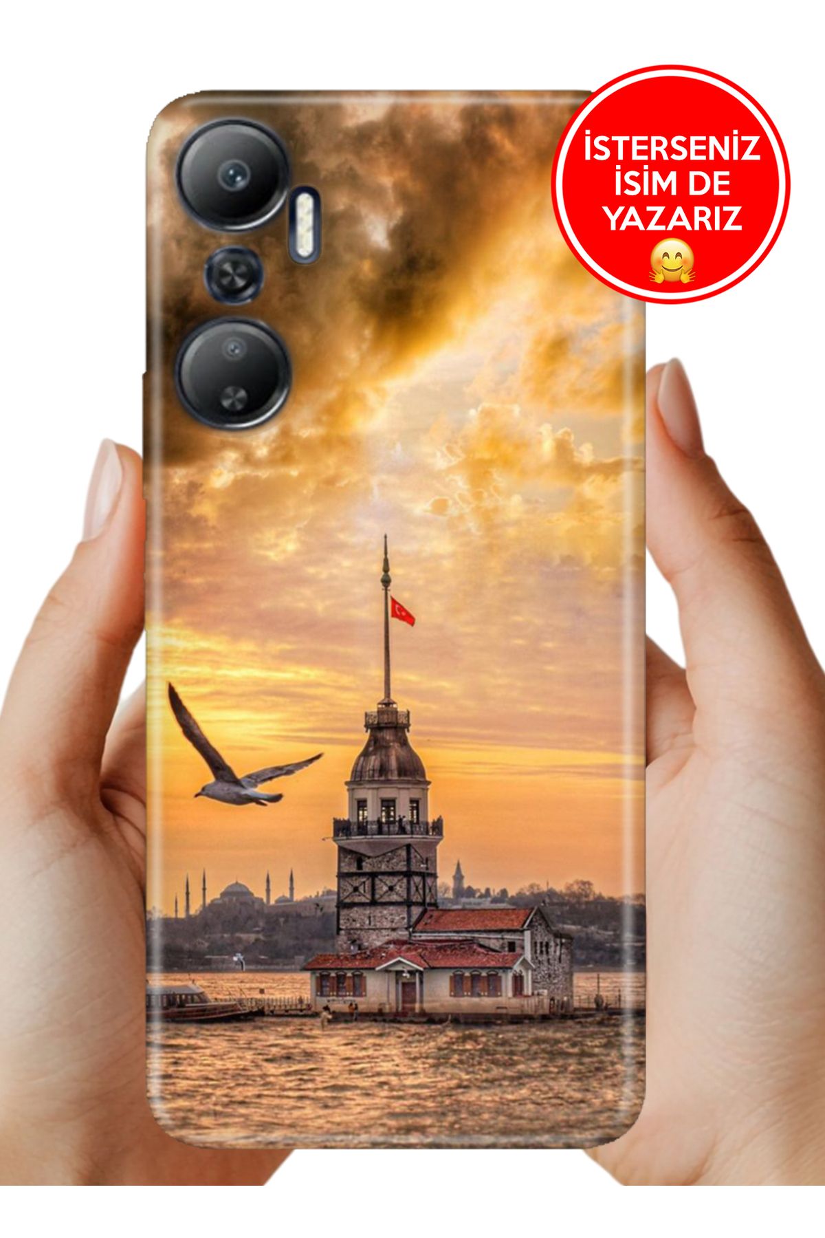 Cekuonline İnfinix Hot 20 Kılıf Kamera Korumalı Full Desen Arka Silikon Kız Kulesinde