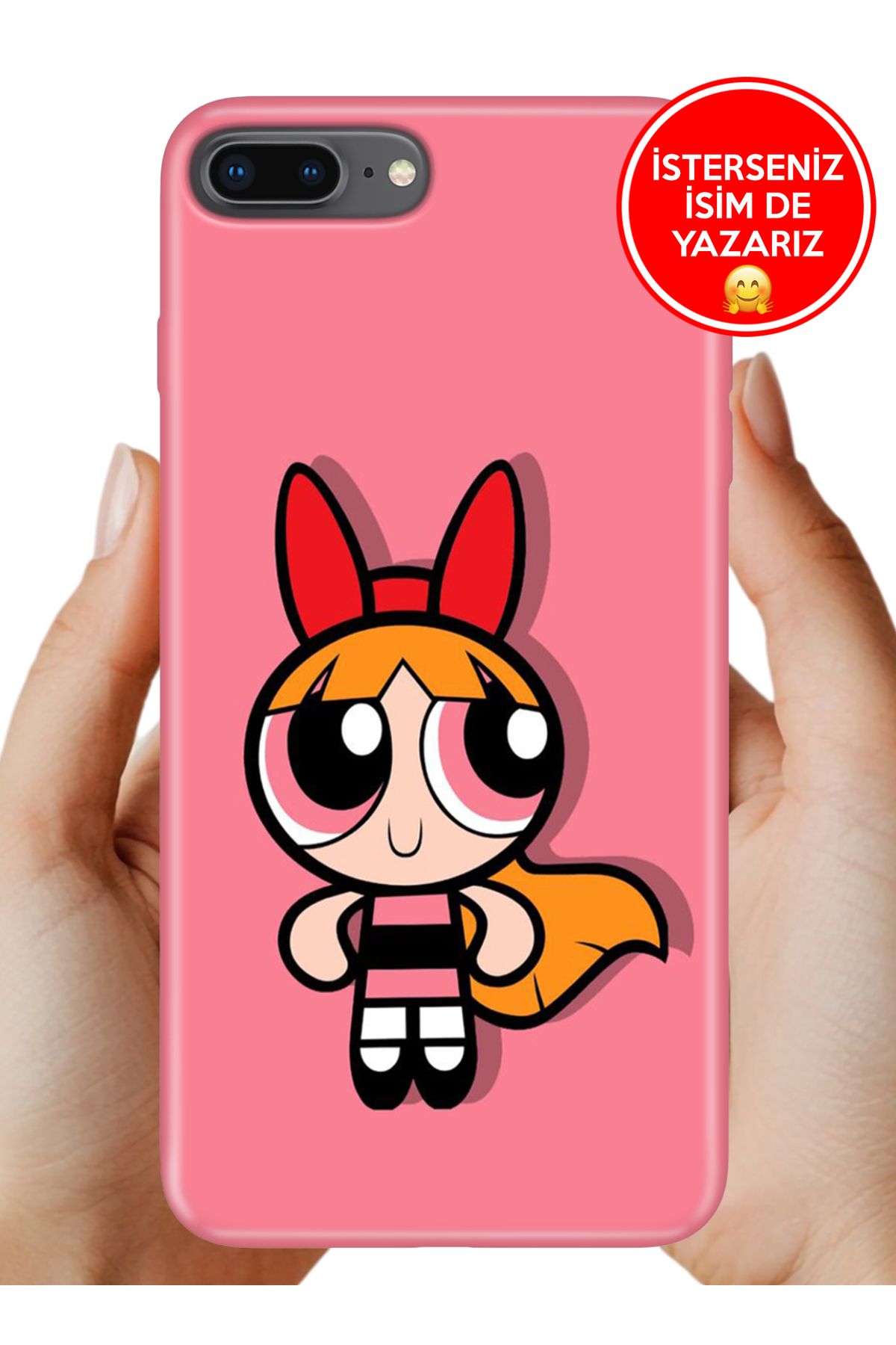 Cekuonline iPhone 7 Plus - 8 Plus Kılıf Desenli İsimli / İsimsiz Silikon Power Puff