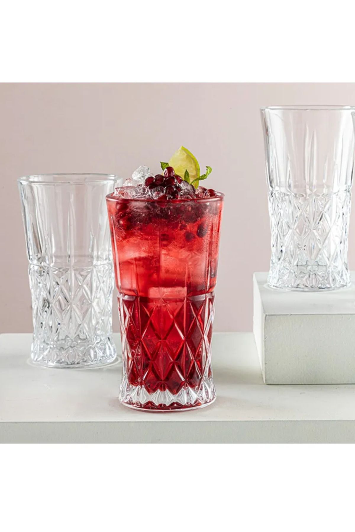 English Home Rhoda Cam 3'lü Meşrubat Bardağı 290 ml Ekru