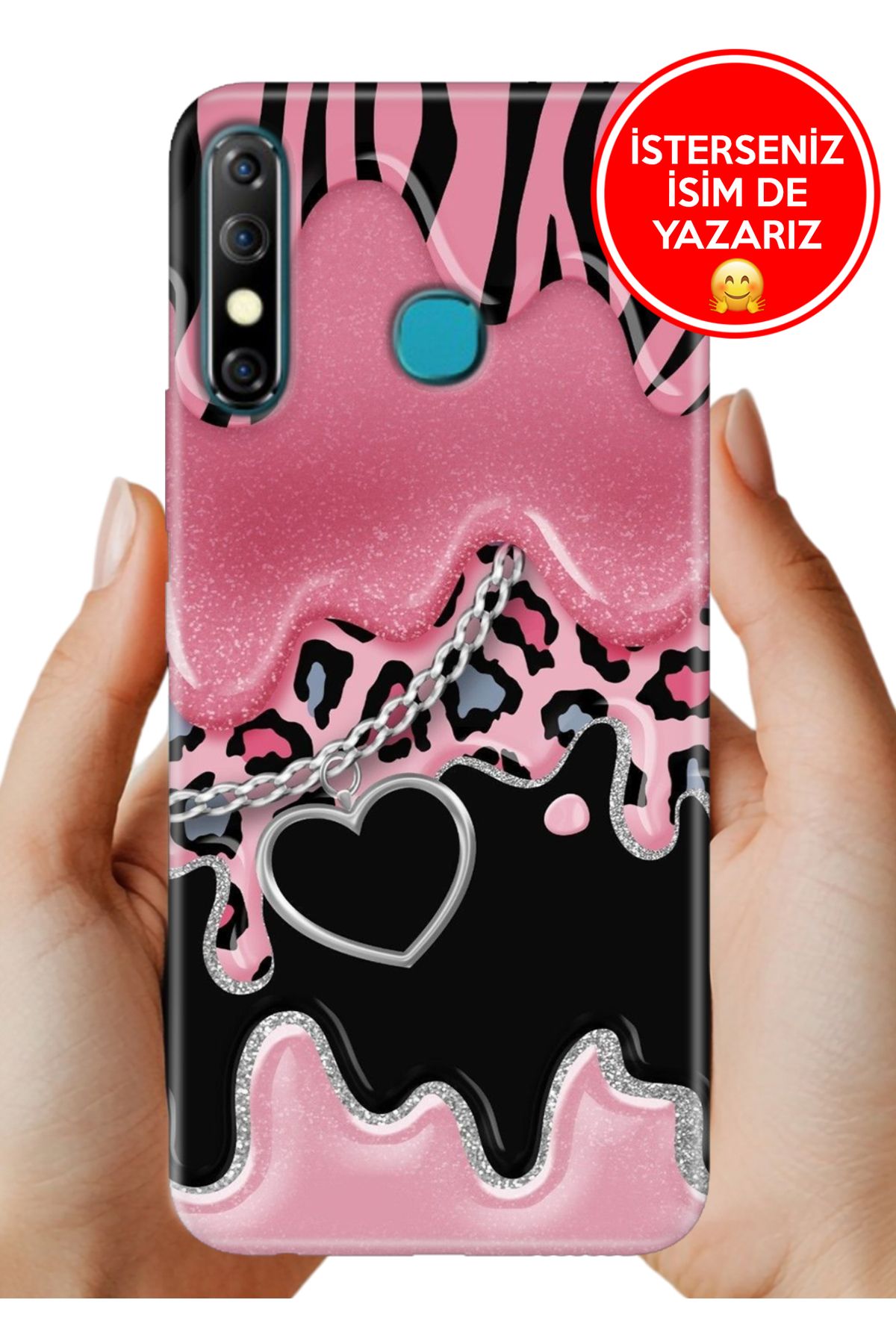 Cekuonline İnfinix Hot 8 Kılıf Tam Rubber Esnek Silikon Full Koruma Society Kalp