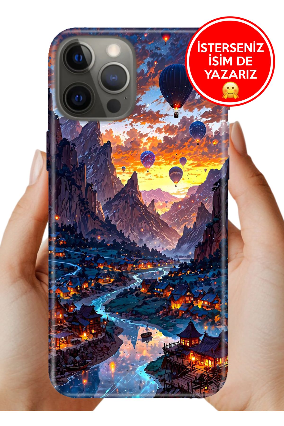 Cekuonline iPhone 12 Pro Max 6.7 5G Kılıf 0.35 mm Resimli Silikon Kapadokya Art