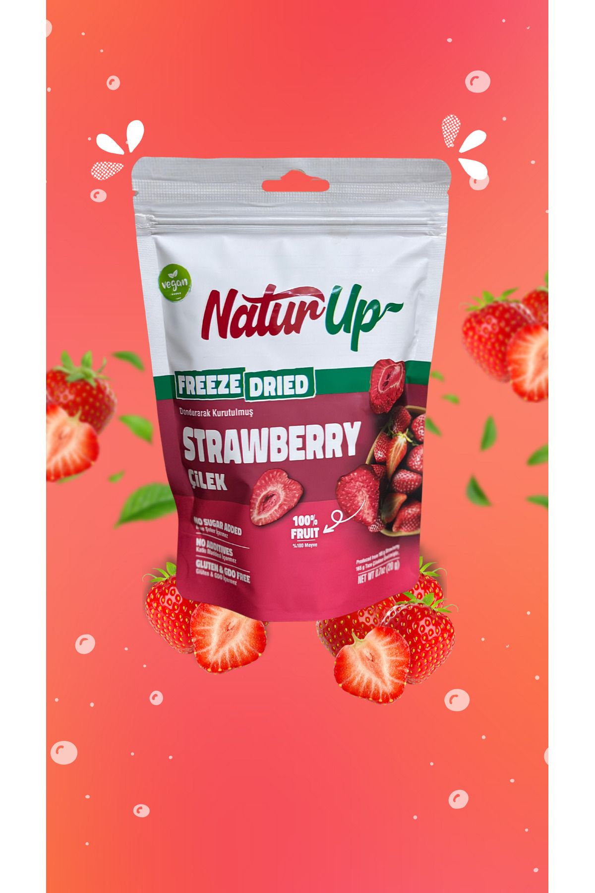 Natur Up Çilek Kurusu - Dondurularak Kurutulmuş - Freeze Dried Stawberry 20g