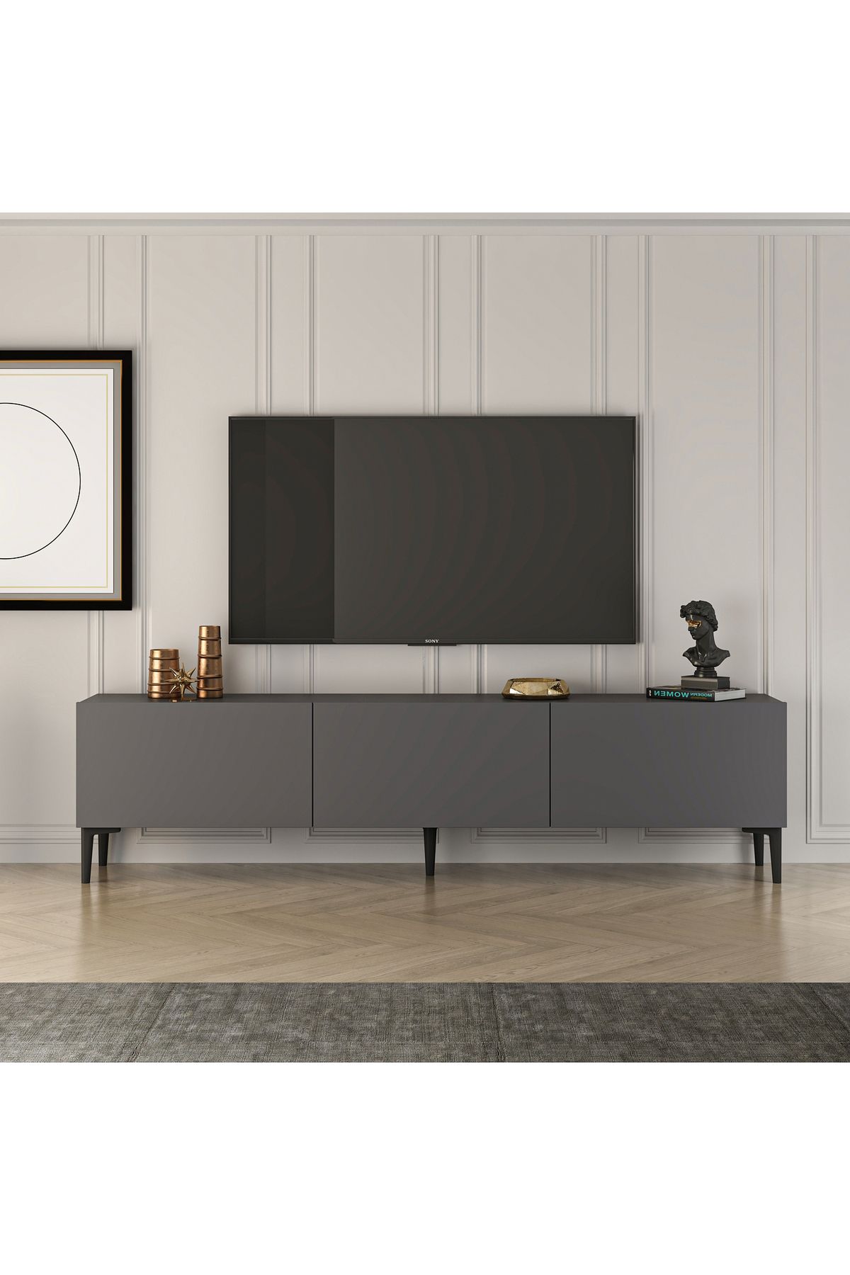 WOODORA DESİNG EST TV SEHPASI-AYAKLI-150cm ANTRASİT