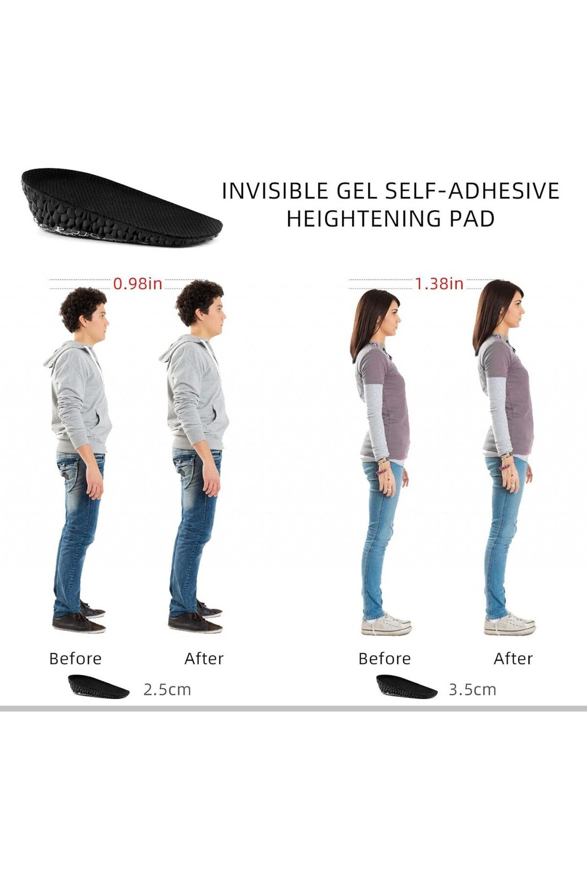 Tanggiteck-Set de 2 branțuri interioare pentru încălțăminte Tanggiteck, silicon, gri/negru, 3,5 cm 5