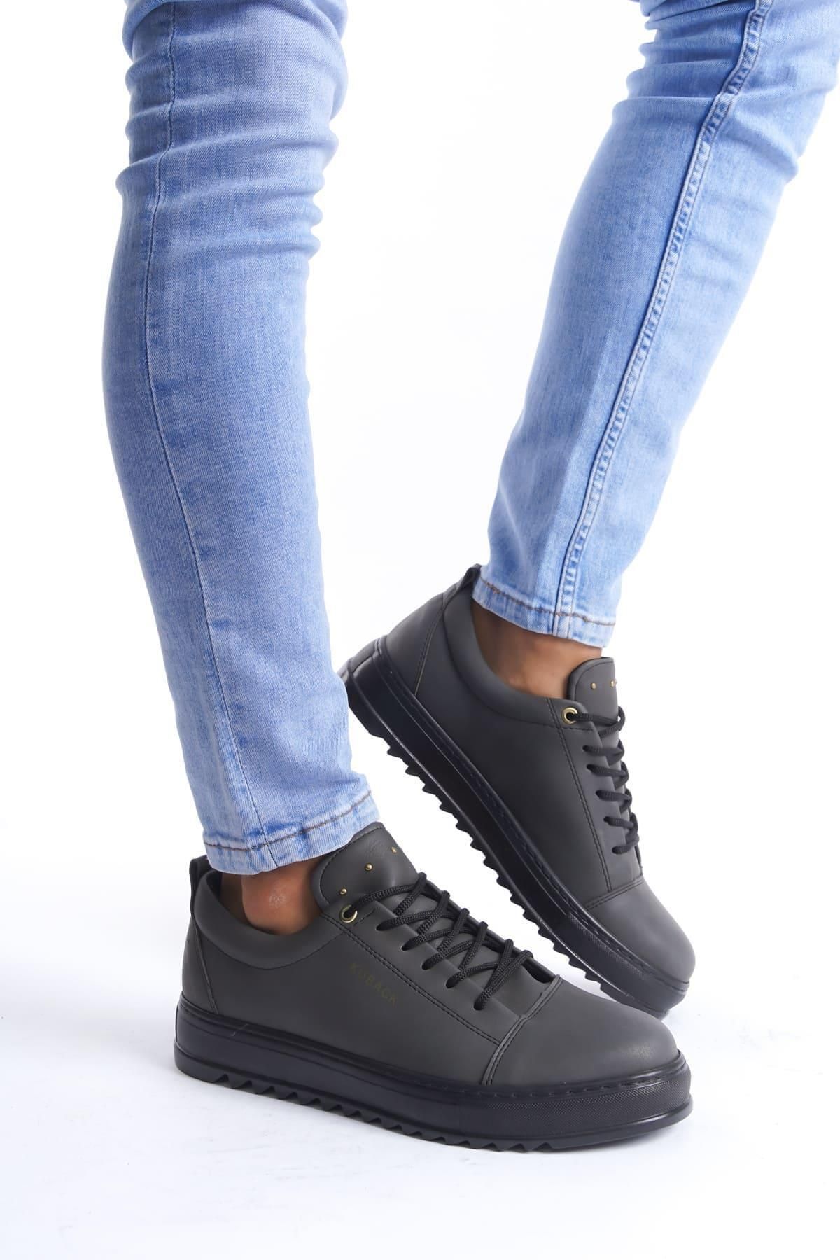 Byshoes SLW152 Cool Bağcıklı Cilt Erkek Günlük Spor Klasik Ayakkabı CST - Füme