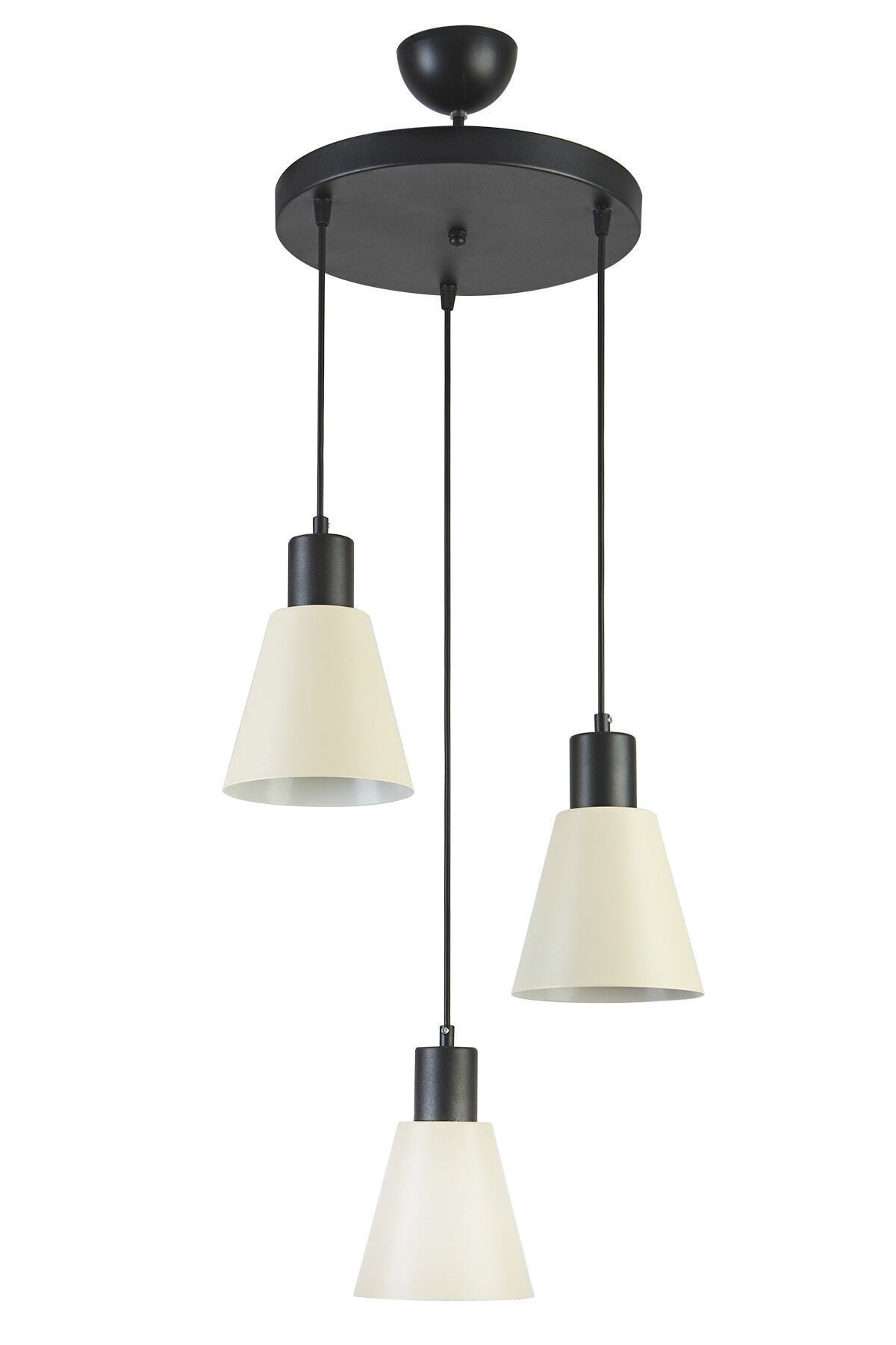 Trendy Modern Design Cafe Kitchen Living Room Cream Color 3 Chandelier