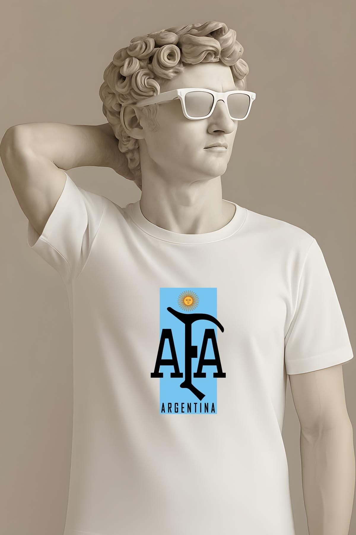 362BASKI Arjantin Milli Takım Minimal Tasarım Logo Baskılı Tshirt